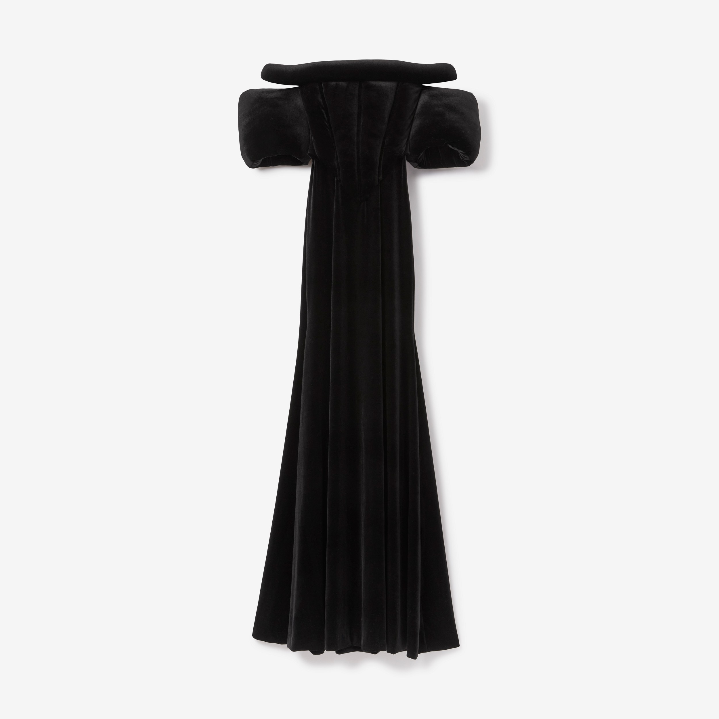 Bow Detail Stretch Velvet Gown in Black - Women | Burberry® Official - 1
