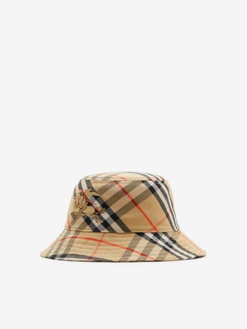 Burberry Check Cotton Blend Bucket Hat In Brown