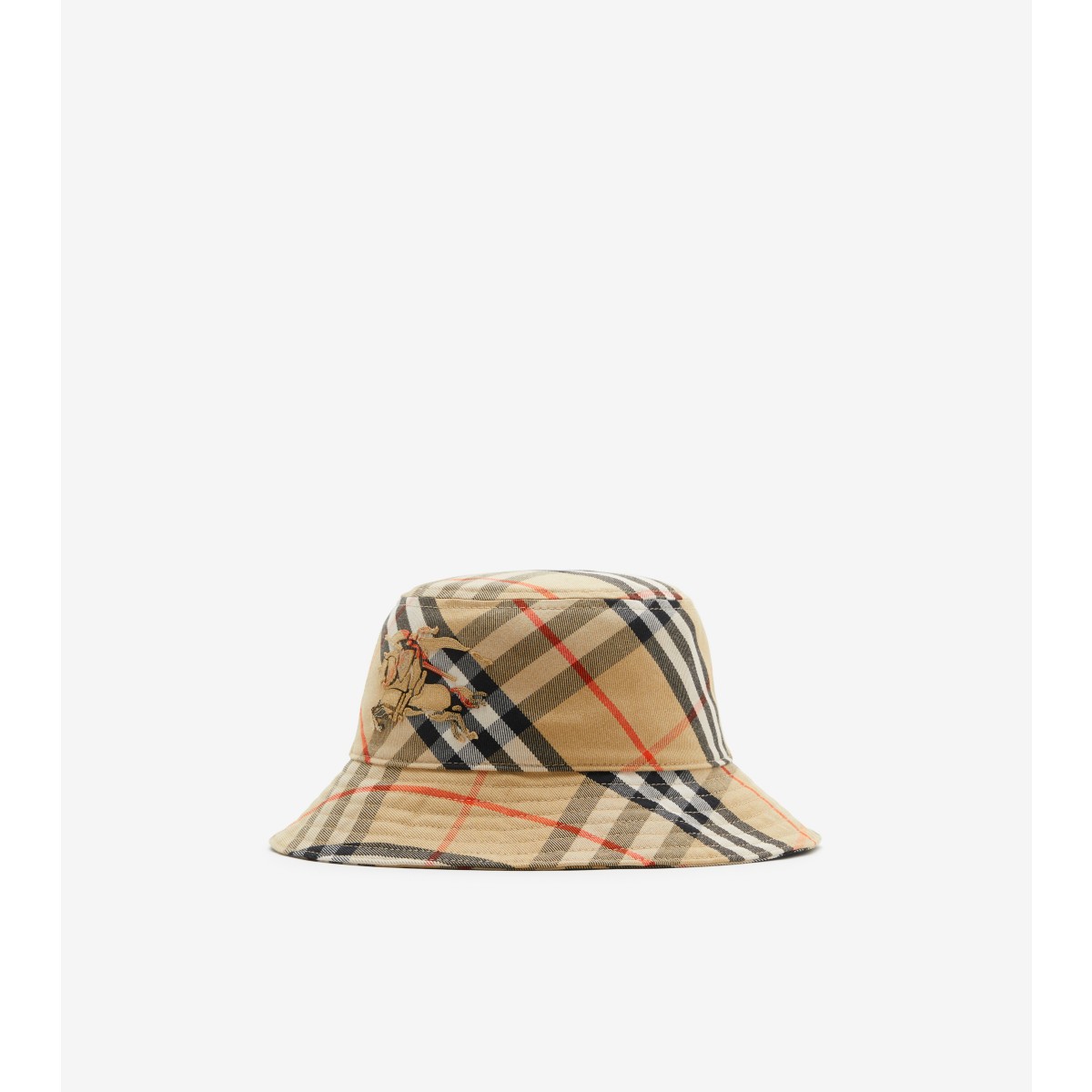 Burberry Check Cotton Blend Bucket Hat In Sand