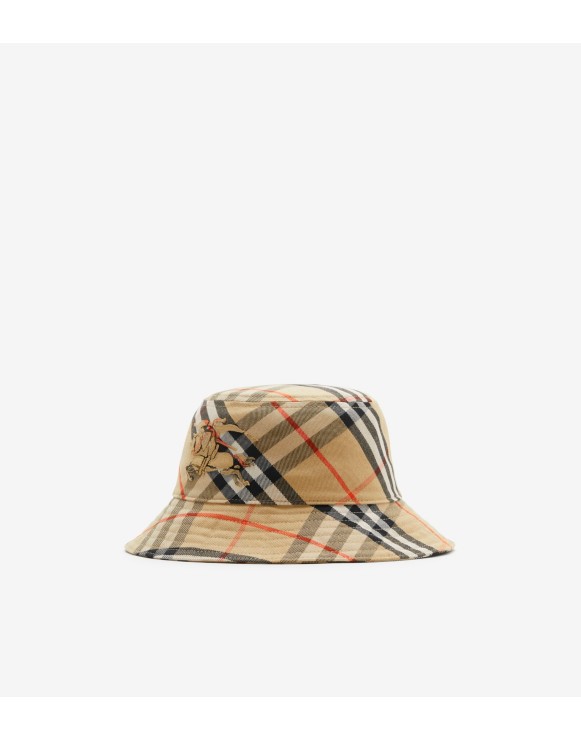 Check Cotton Blend Bucket Hat