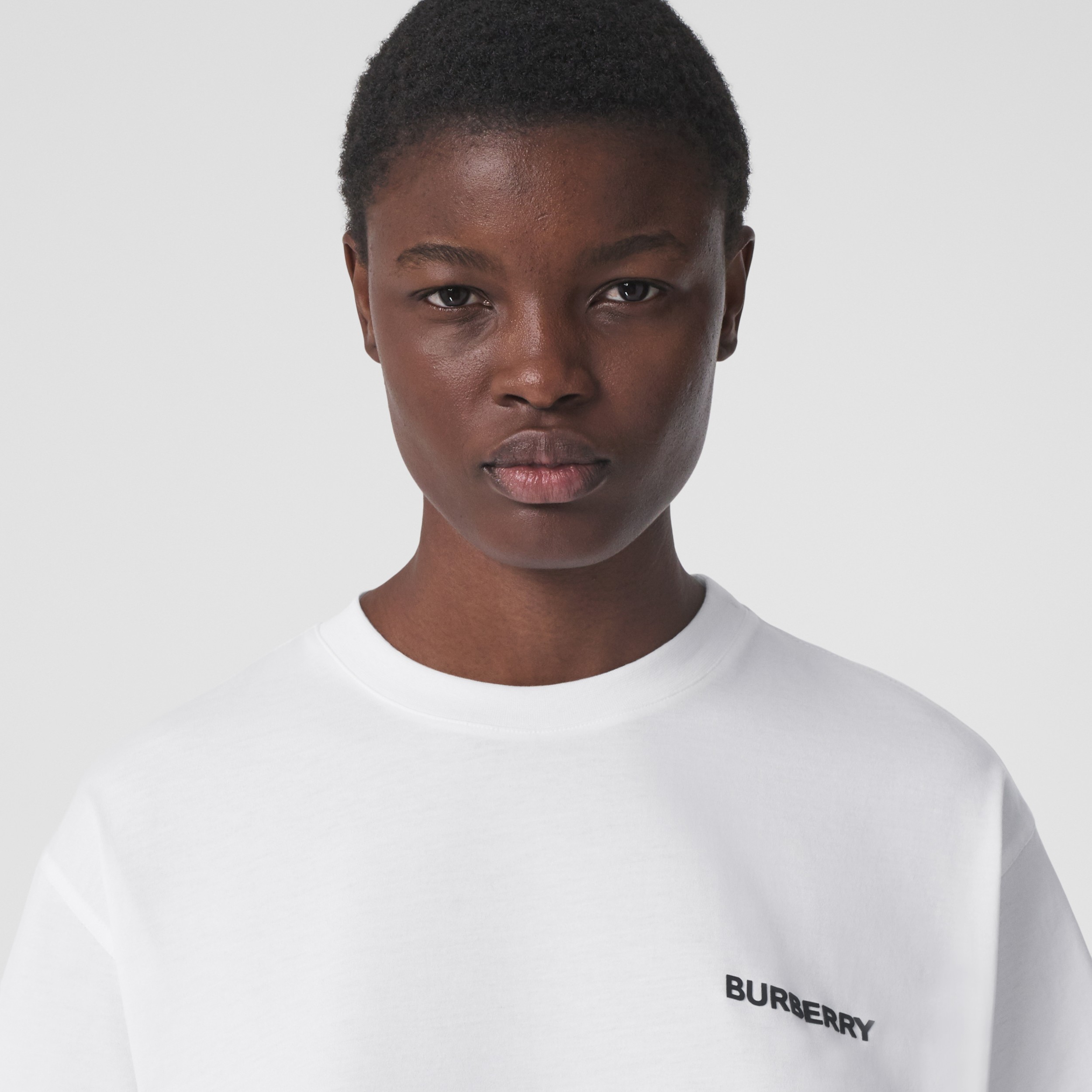 Monogram Motif Cotton Oversized T-shirt in White - Women | Burberry ...