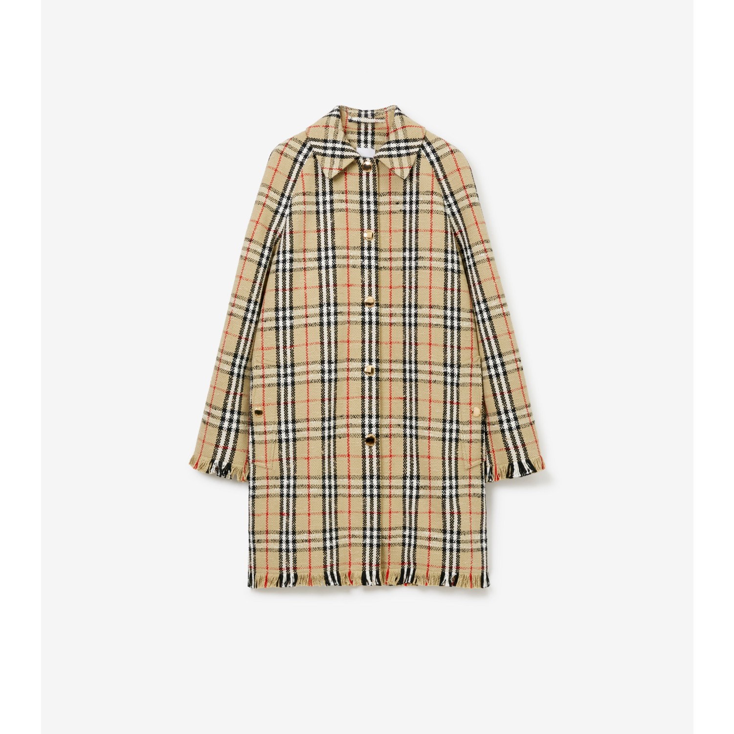 ショート チェックブークレ カーコート (アーカイブベージュ) - ウィメンズ, ウール, コットン | Burberry®公式サイト