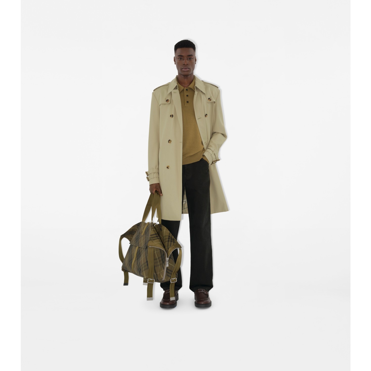 Mittellanger Trenchcoat aus Gabardine