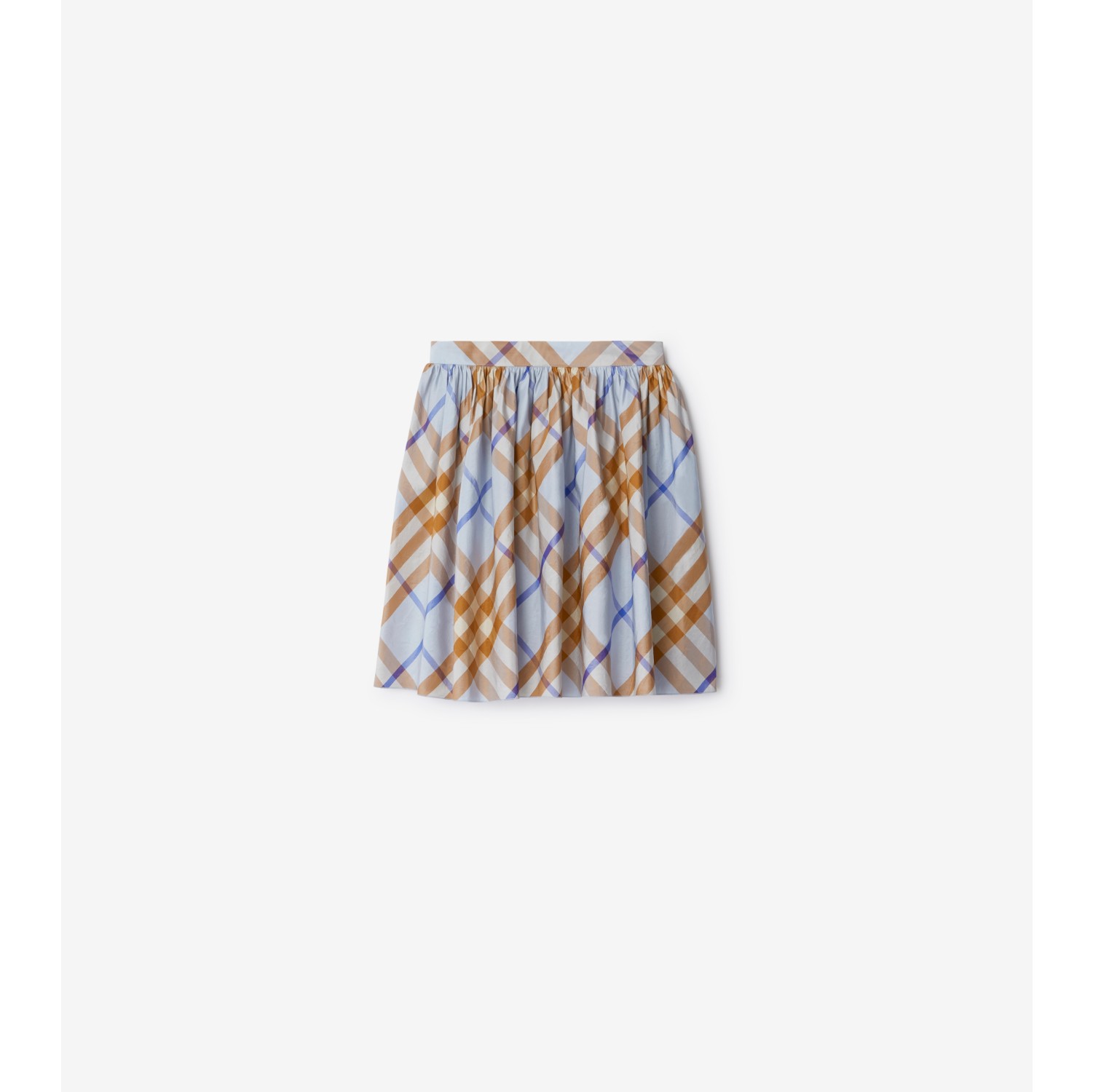 Pleated Check Silk Skirt