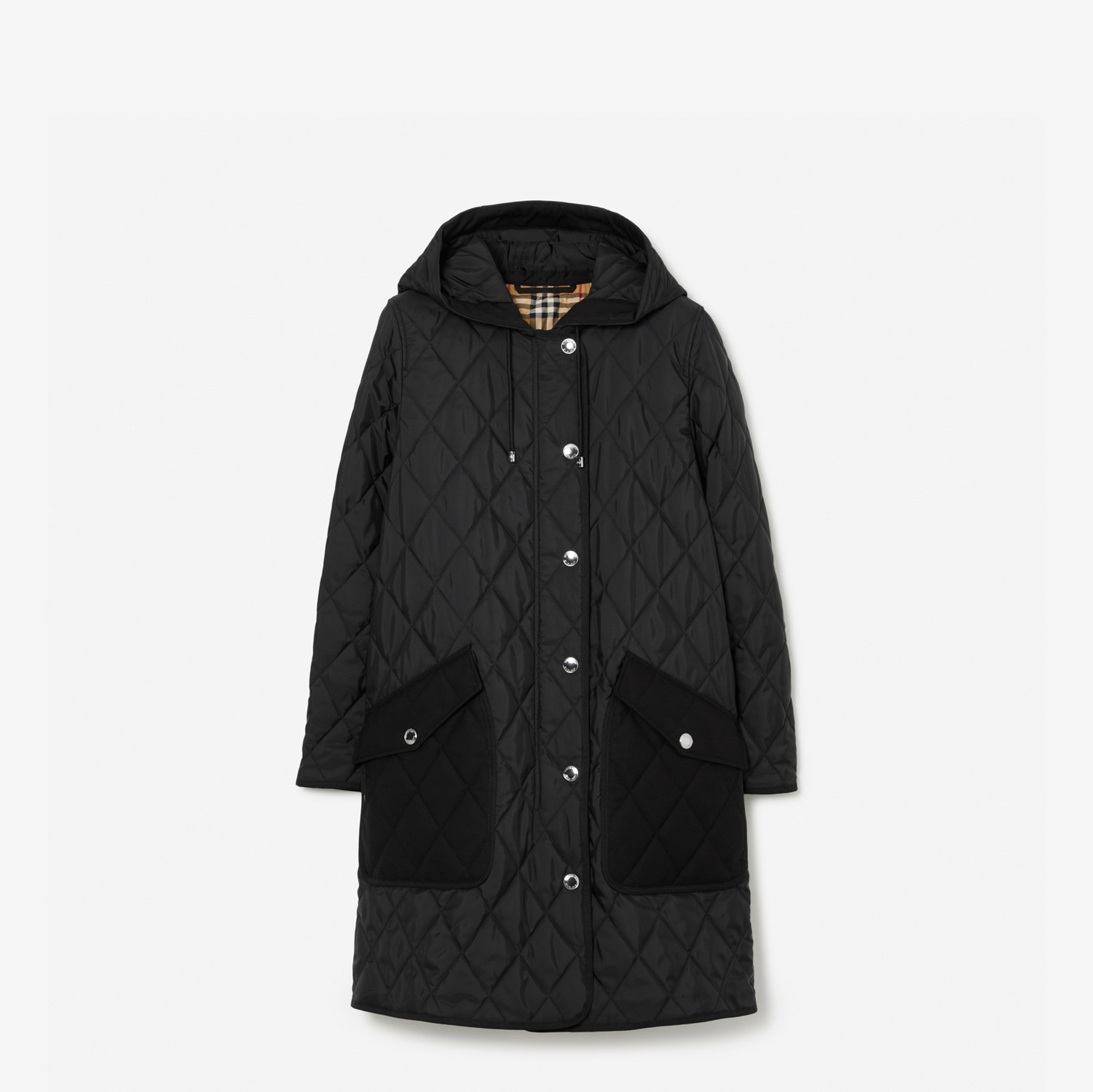 Diamond Quilted Thermoregulated Hooded Coat in Black - Women | Burberry® Official