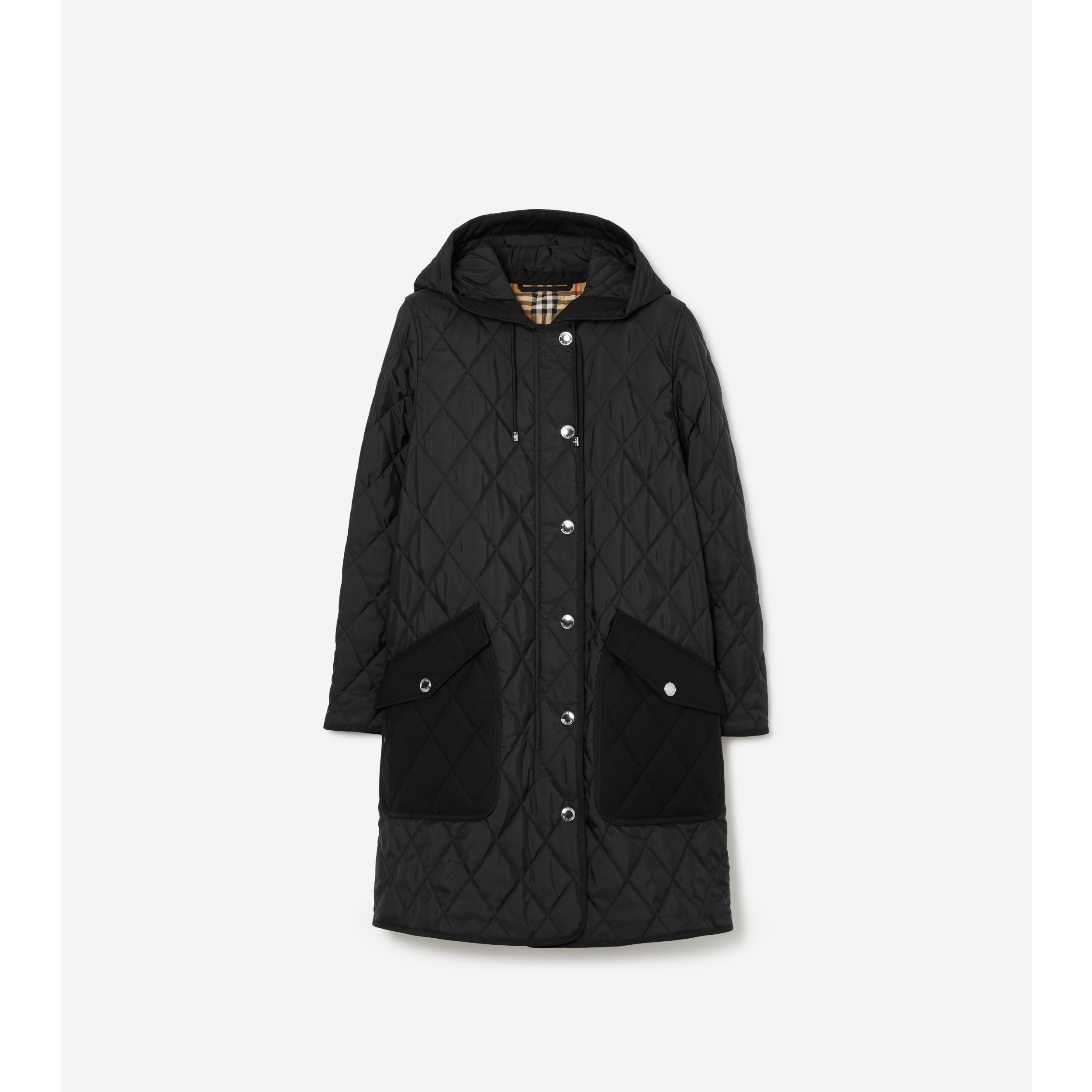 Diamond Quilted Thermoregulated Hooded Coat in Black - Women | Burberry®  Official