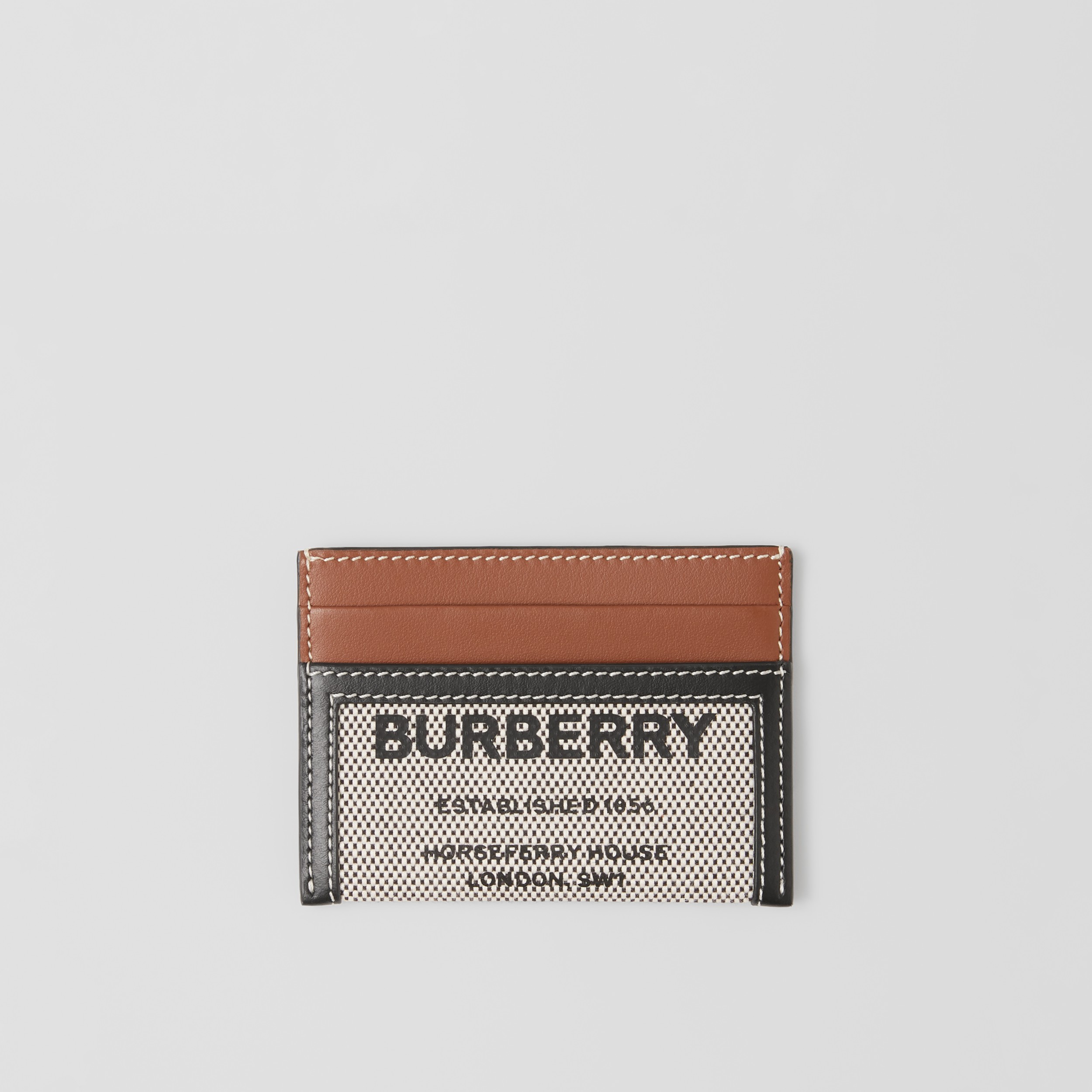 Horseferry Print Cotton Canvas and Leather Card Case in Black/tan - Women |  Burberry® Official