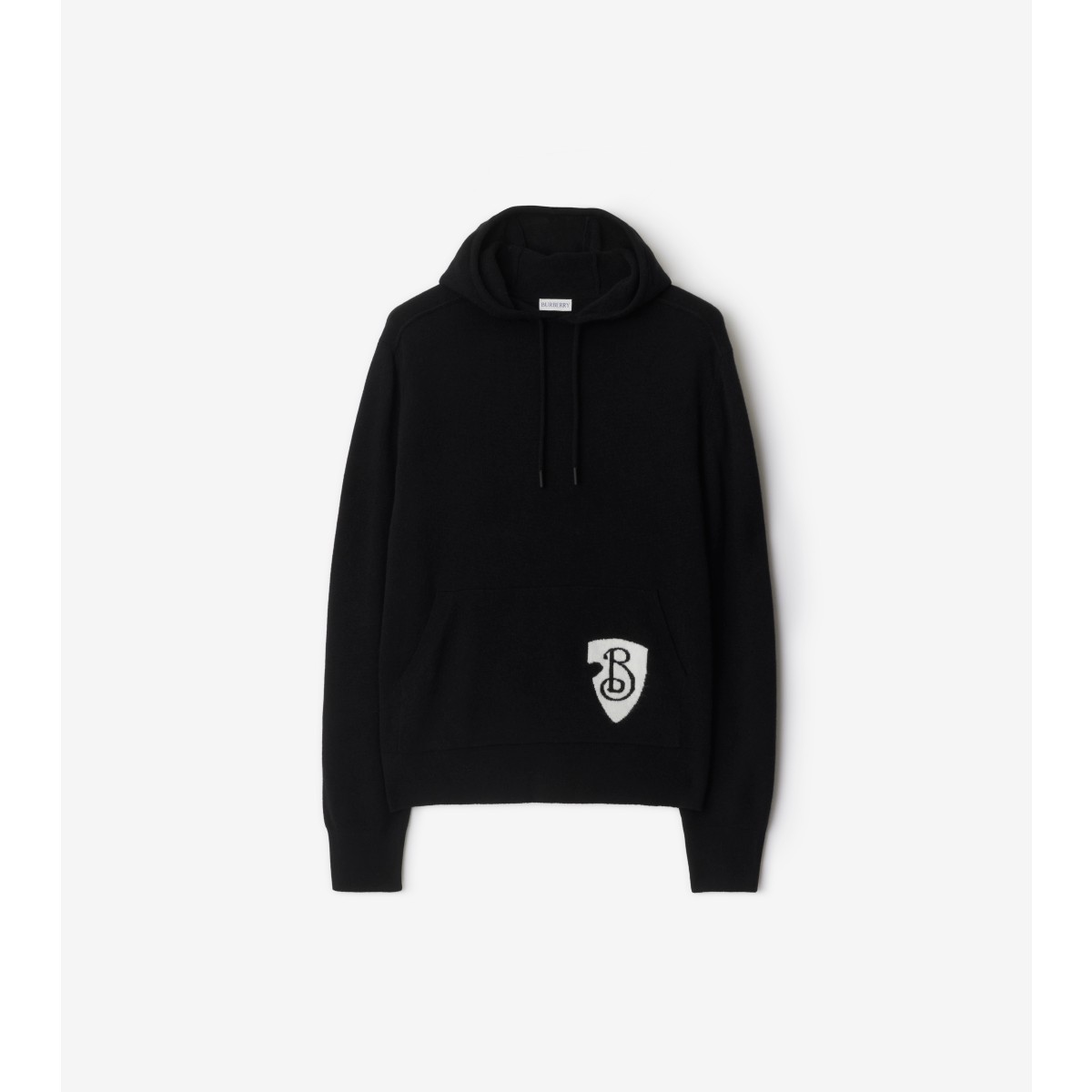 Shop Burberry B Shield Wool Blend Hoodie In Black