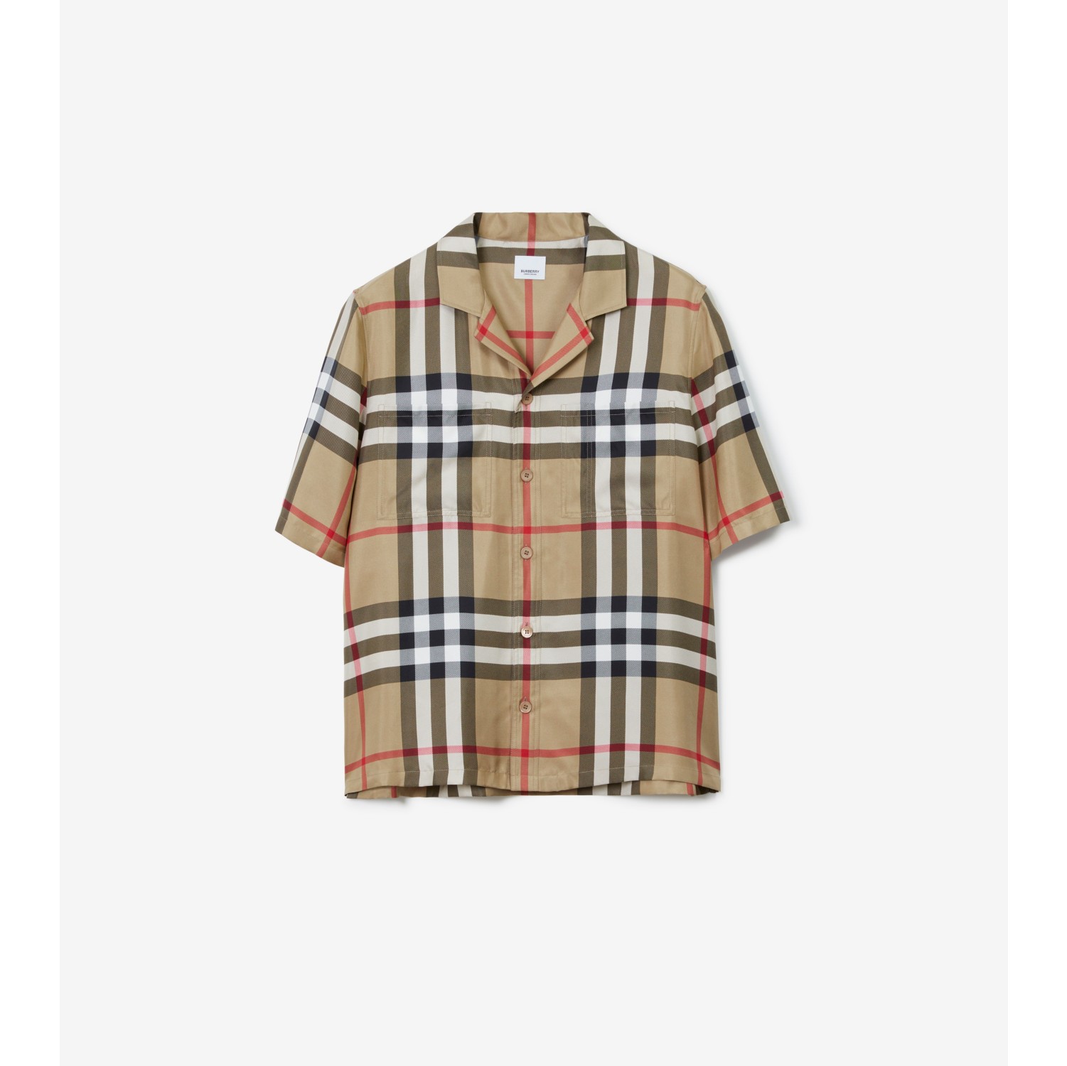 チェック シルクシャツ (アーカイブベージュ) - メンズ, シルク | Burberry®公式サイト