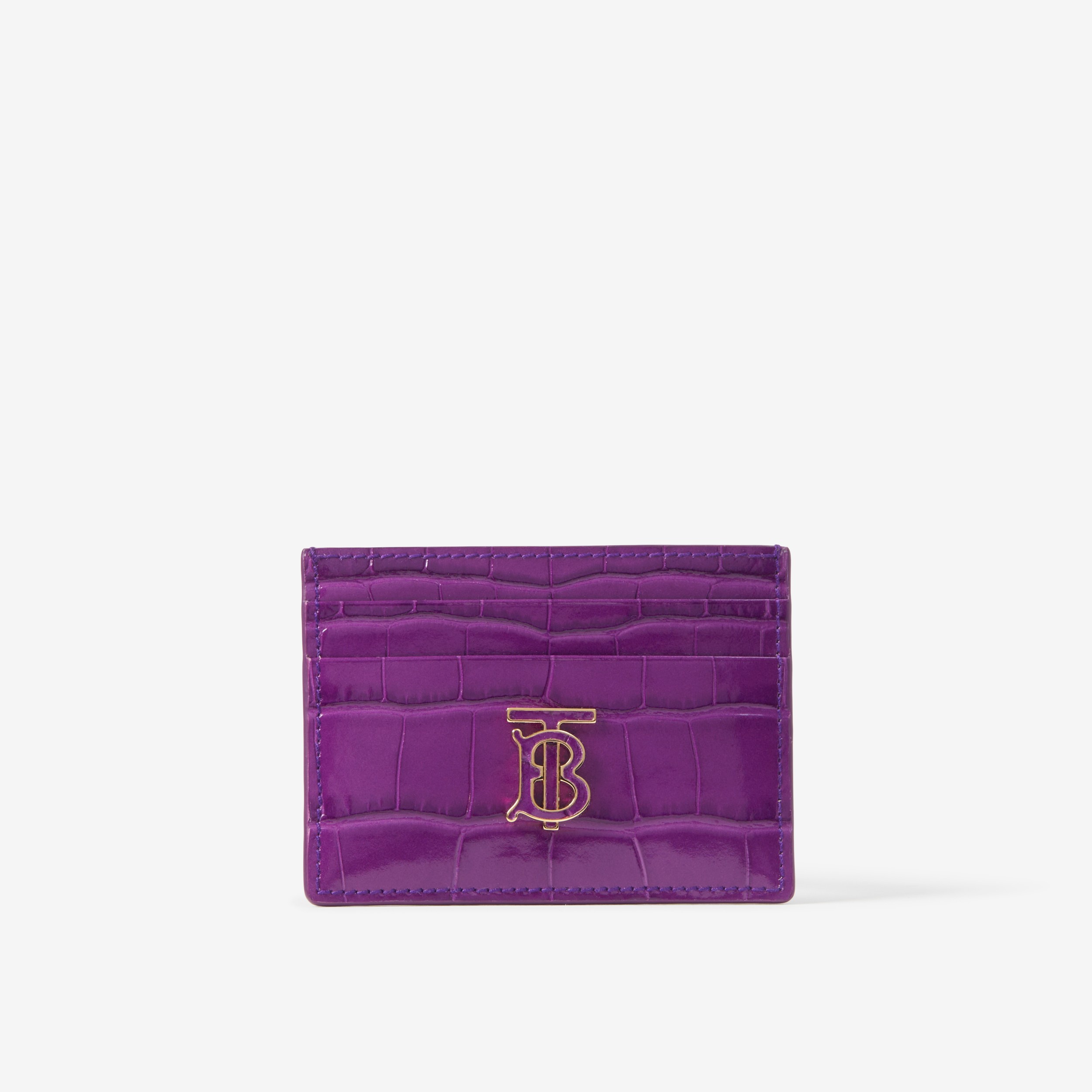 Embossed Leather TB Card Case in Thistle - Women | Burberry® Official