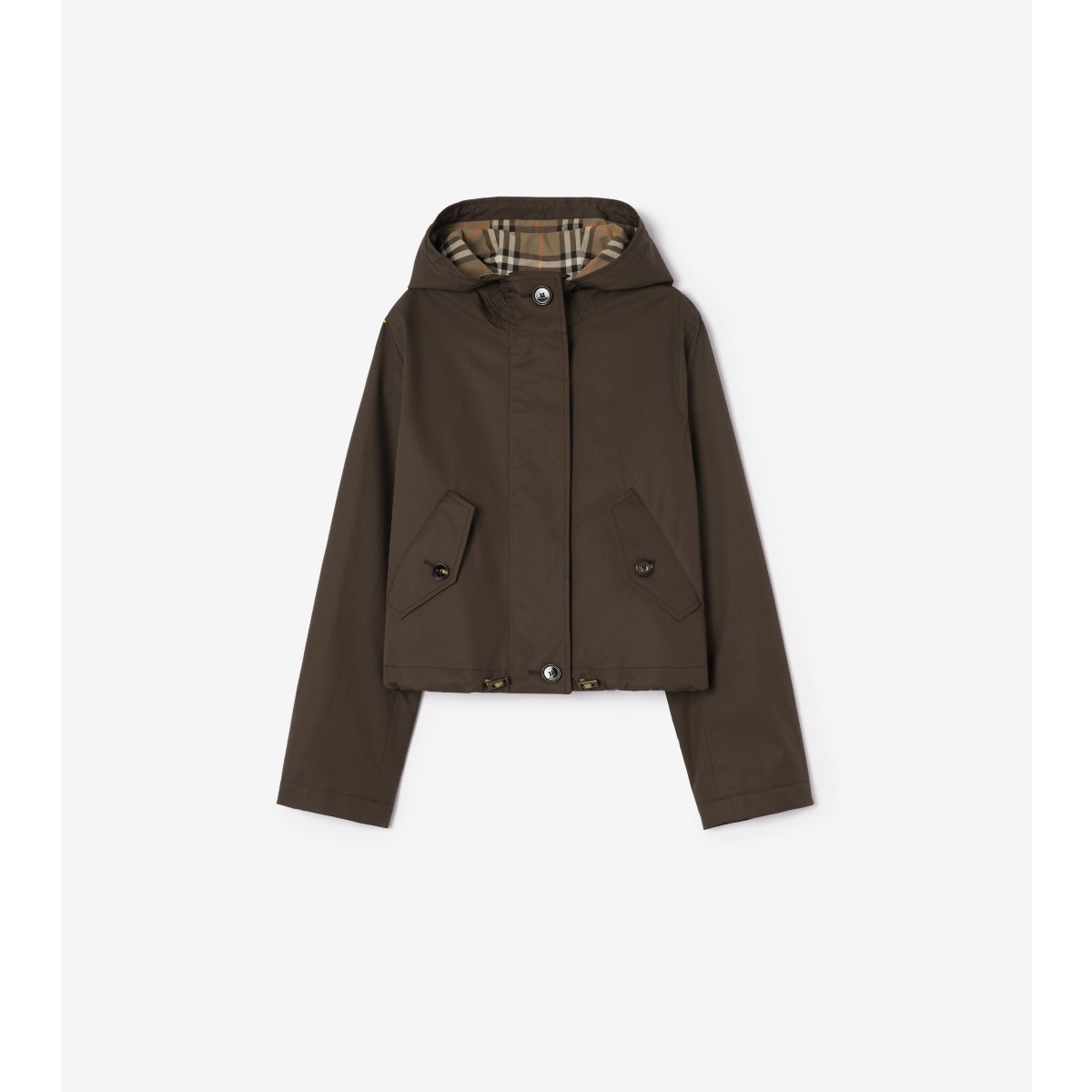  Check Cropped Tropical Gabardine Parka