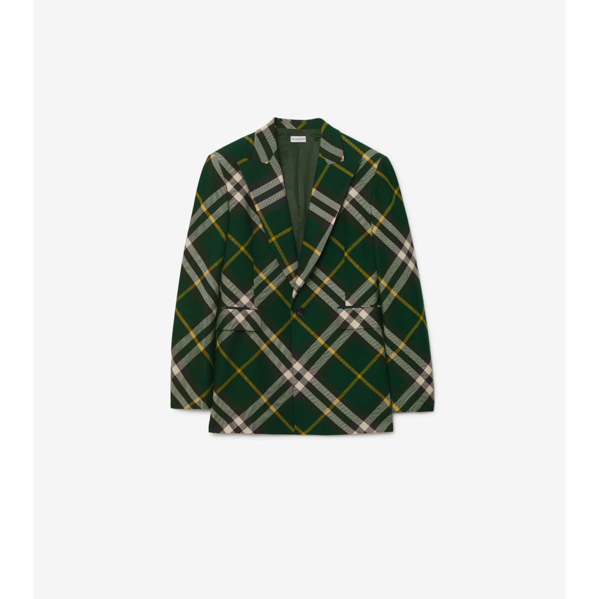 Shop Burberry Check Wool Tailored Jacket In Ivy