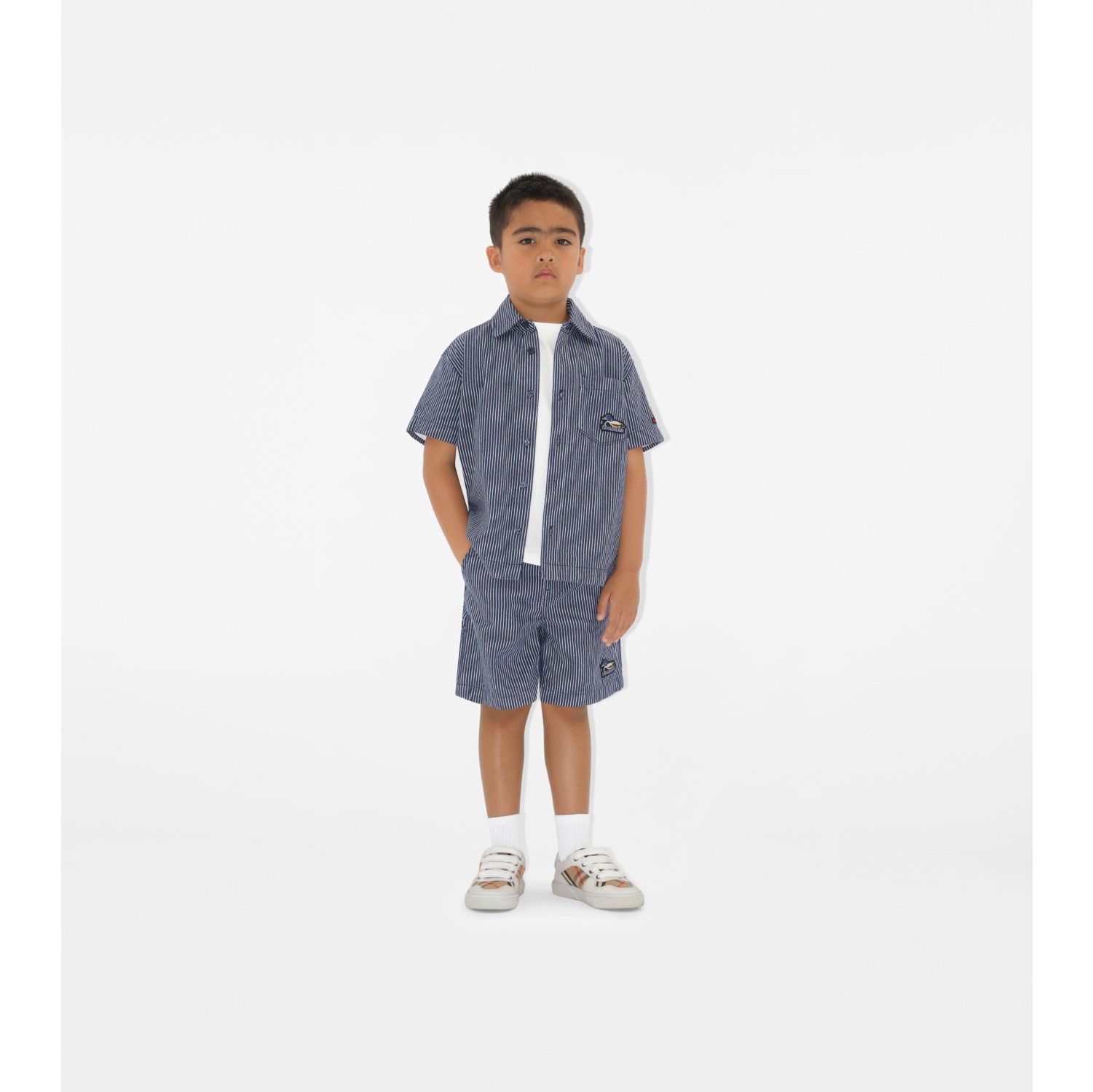 Pantaloncini in denim a righe