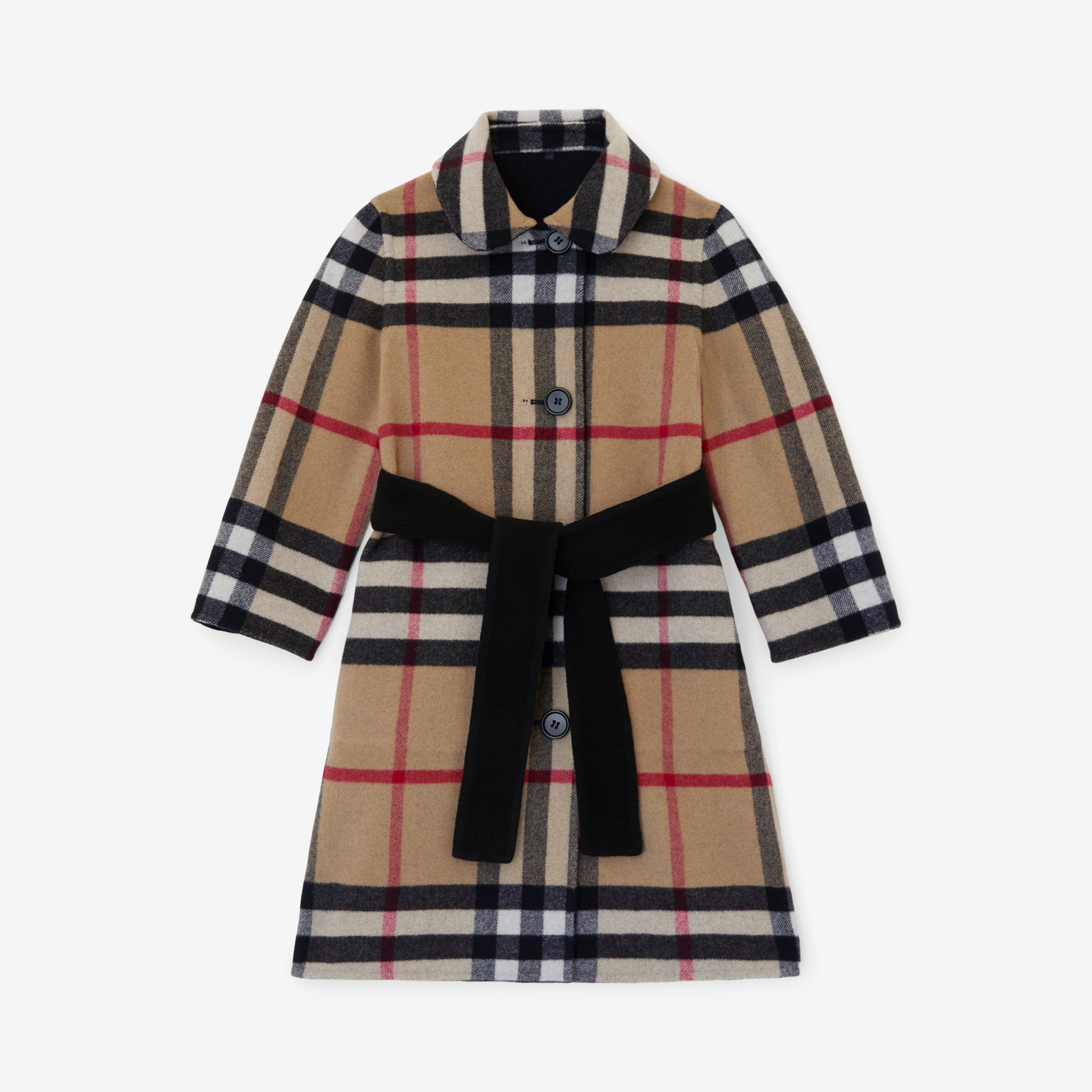 Reversible Check Wool Belted Coat in Archive Beige | Burberry® Official - 2