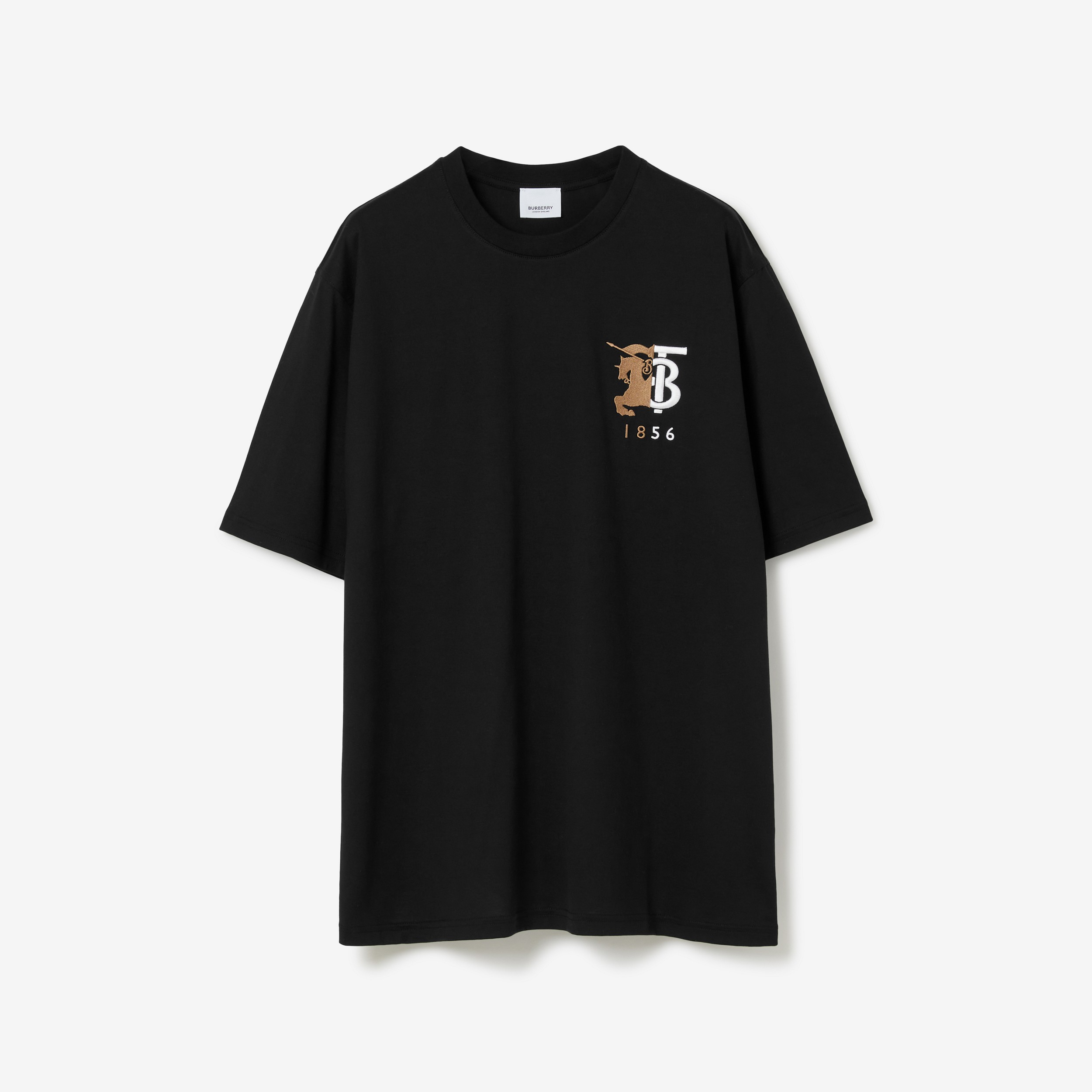 Camiseta de algodão com estampa de logotipo gráfico contrastante (Preto) - Homens | Burberry® oficial - 1
