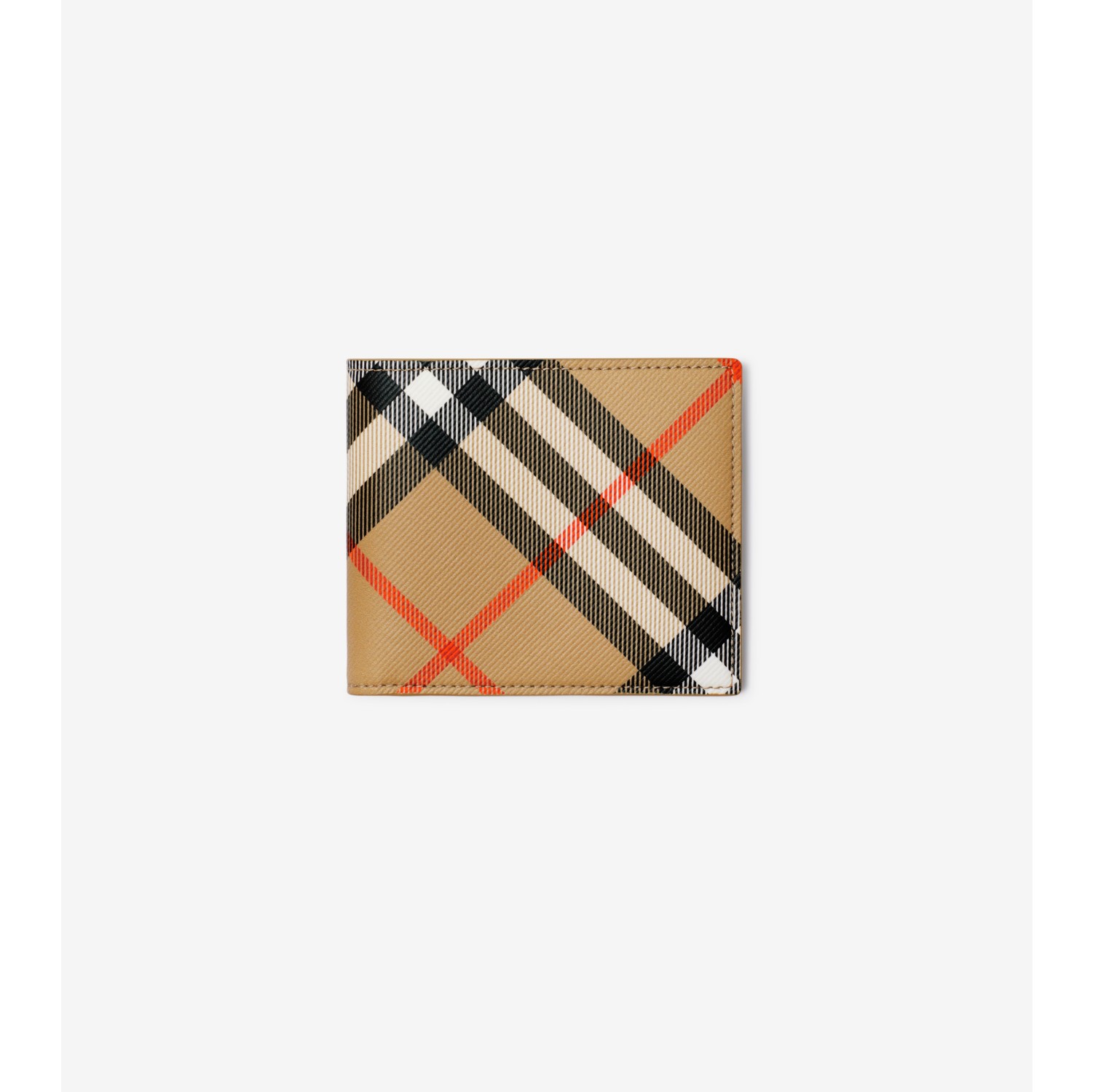 Check Bifold Wallet in Sand Men Canvas Burberry Official