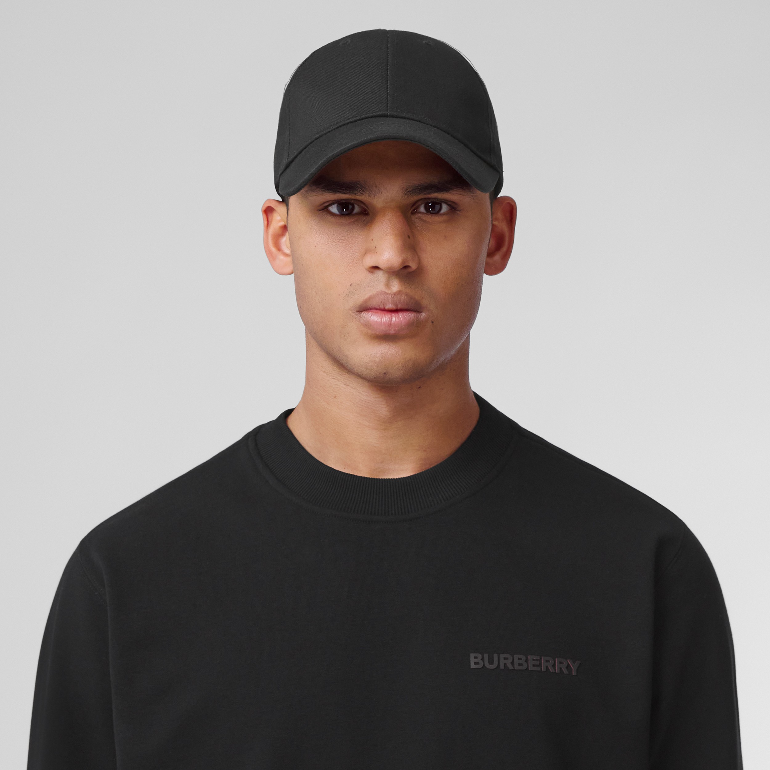 Logo Print Stretch Cotton Sweatshirt in Black - Men | Burberry® Official - 2