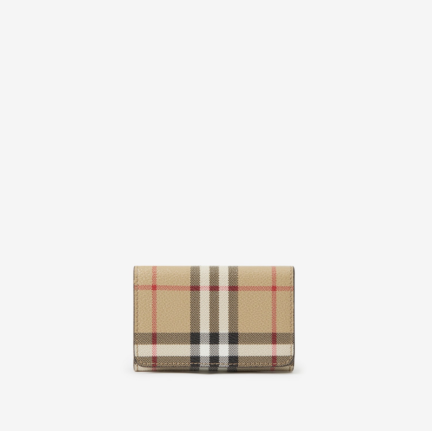 Check and Leather Small Folding Wallet in Archive Beige - Women | Burberry® Official