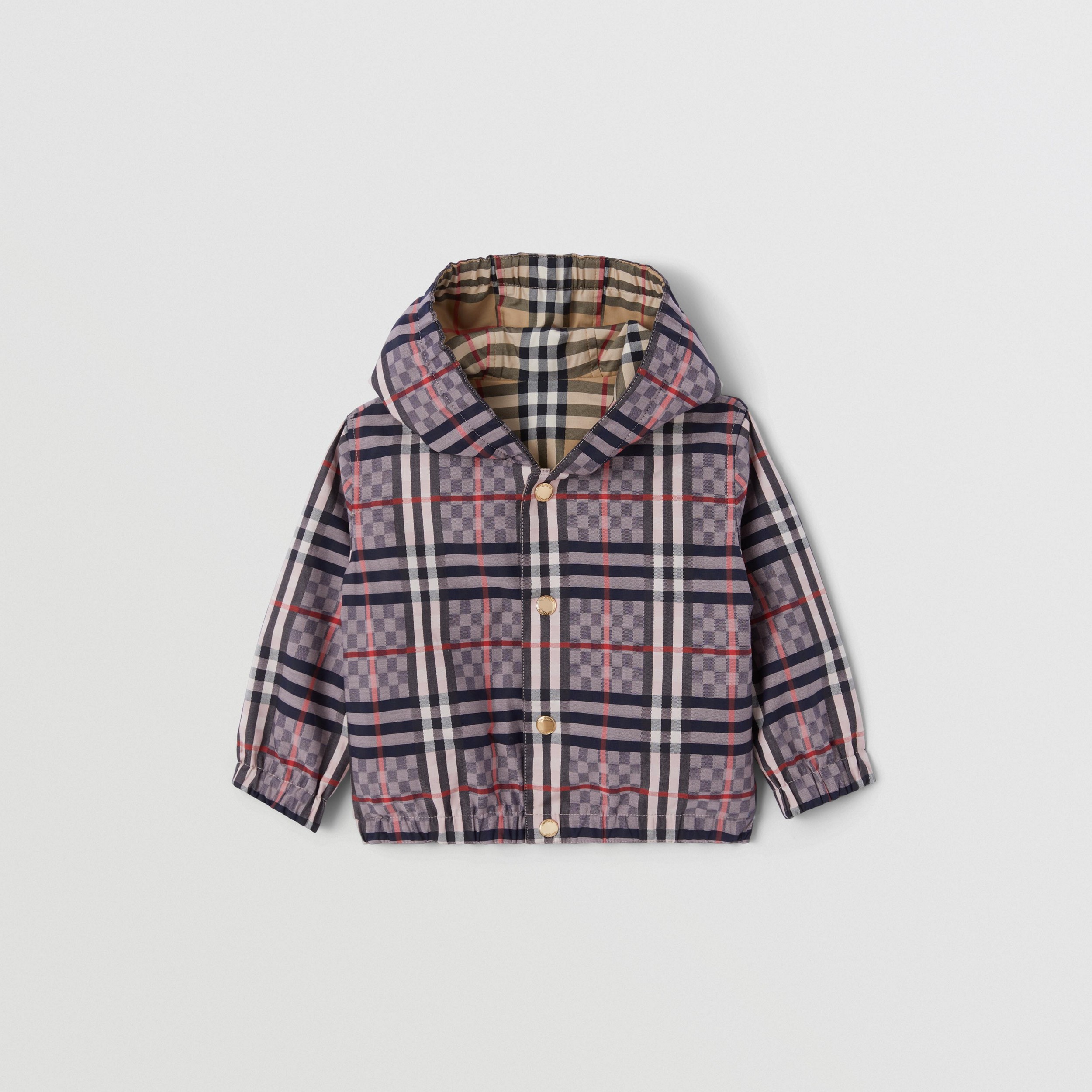 Reversible Check Stretch Cotton Jacquard Jacket in Pale Rose - Children | Burberry® Official - 1
