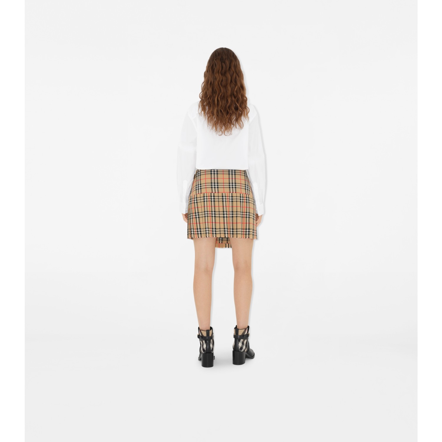 Minissaia kilt plissada de lã em Check