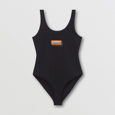 버버리 원피스 수영복 Burberry Logo Print Stretch Nylon Swimsuit,Black