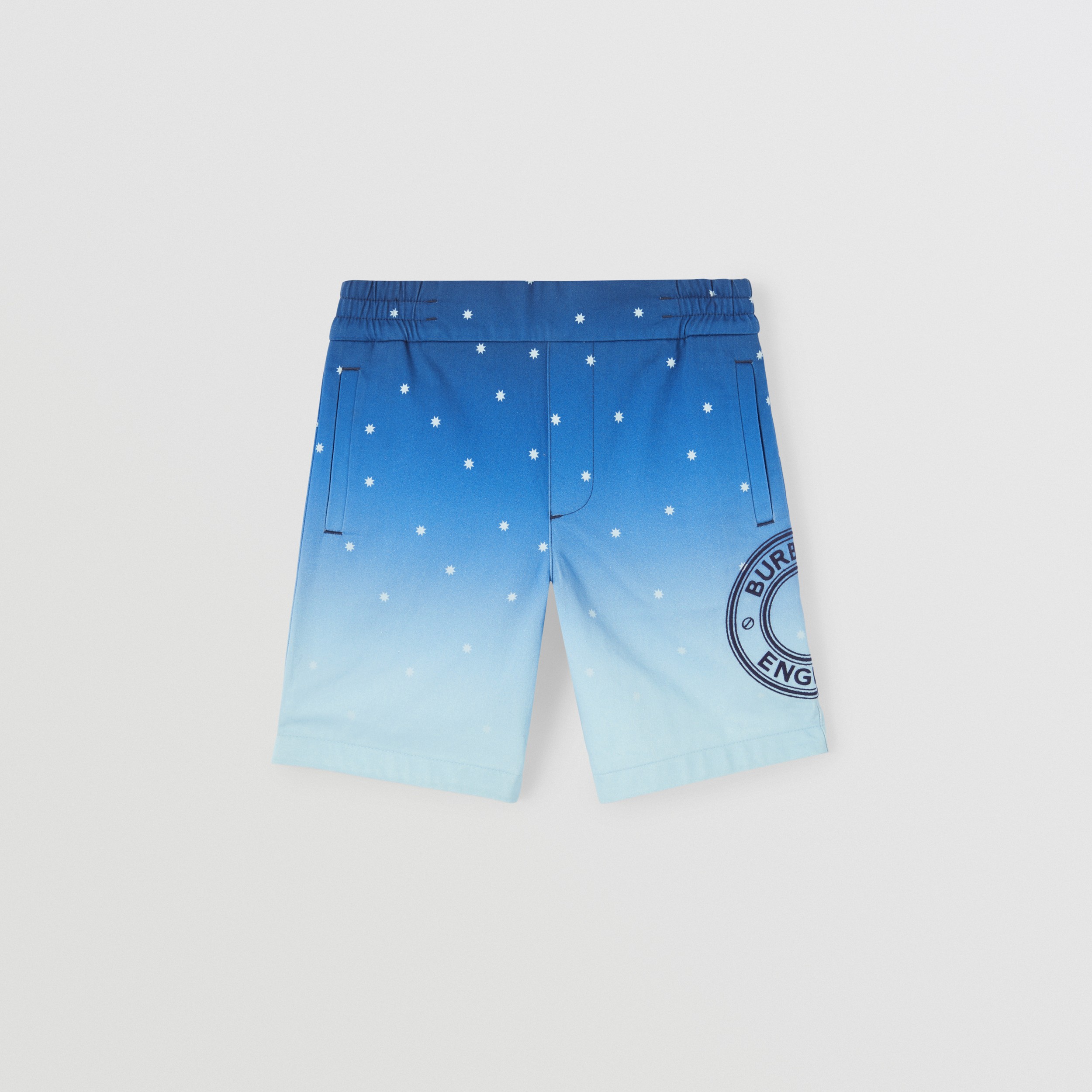 Bermuda de algodão com estampa de constelação (Azul Claro/azul Marinho) | Burberry® oficial - 1