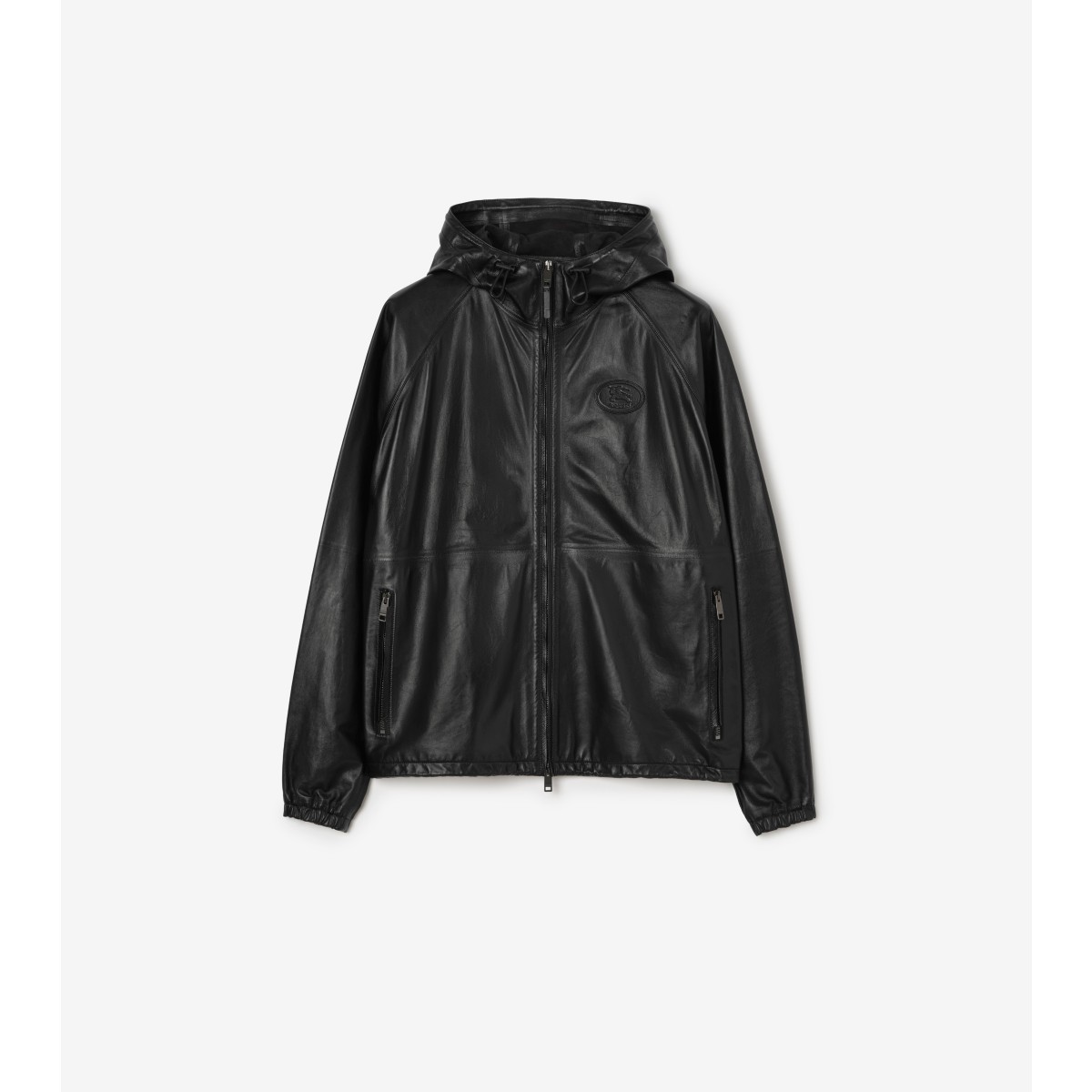  Check Leather Clapton Hooded Jacket
