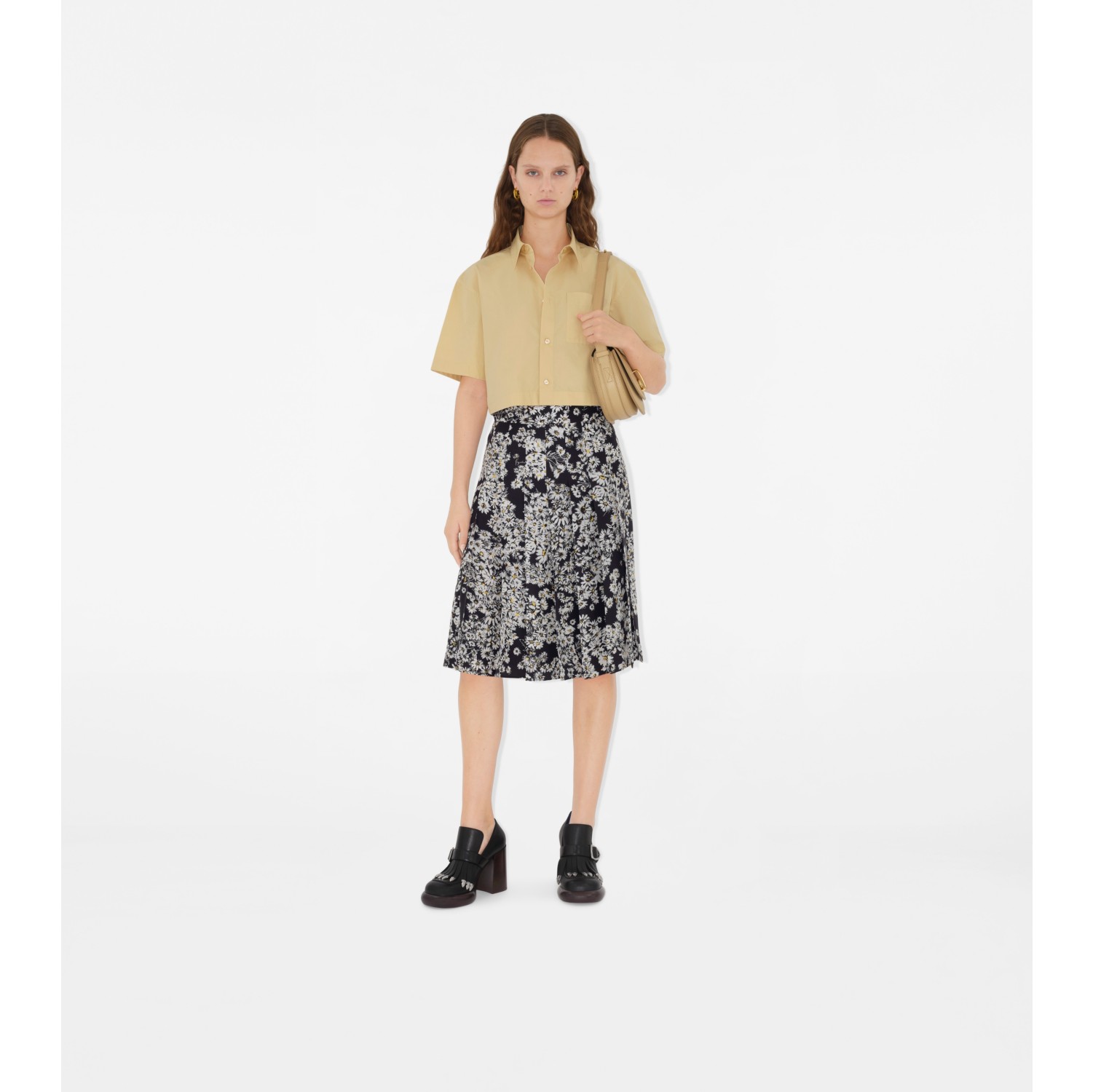 Cropped Cotton Shirt in Hay - Women | Burberry® Official