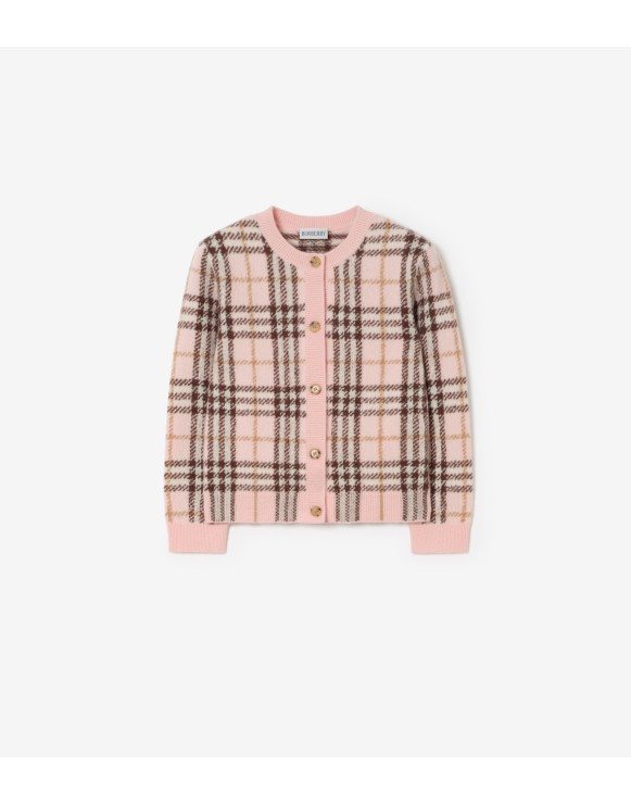 Check Wool Cashmere Cardigan