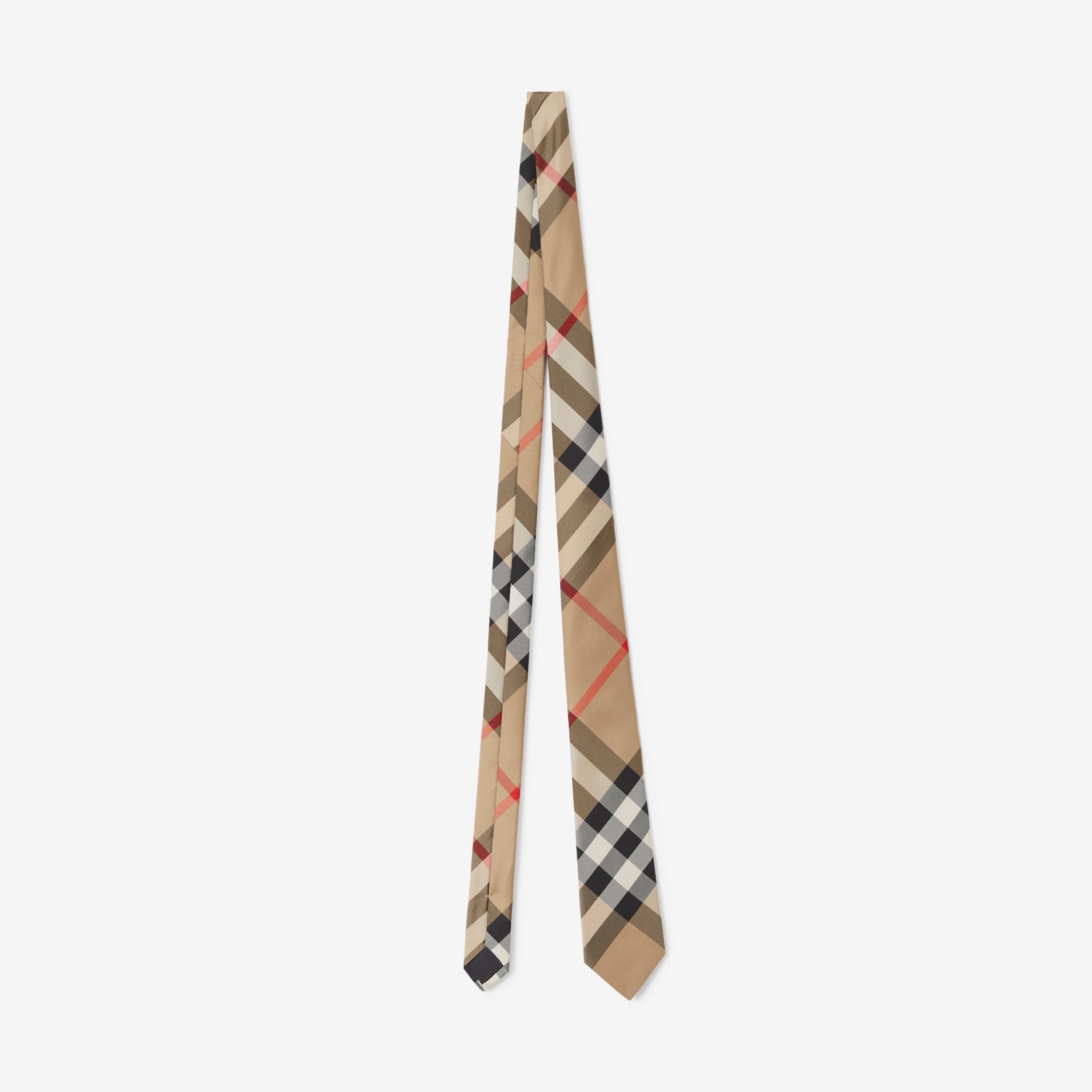 Gravata de seda com estampa xadrez e corte clássico (Bege) - Homens | Burberry® oficial - 1