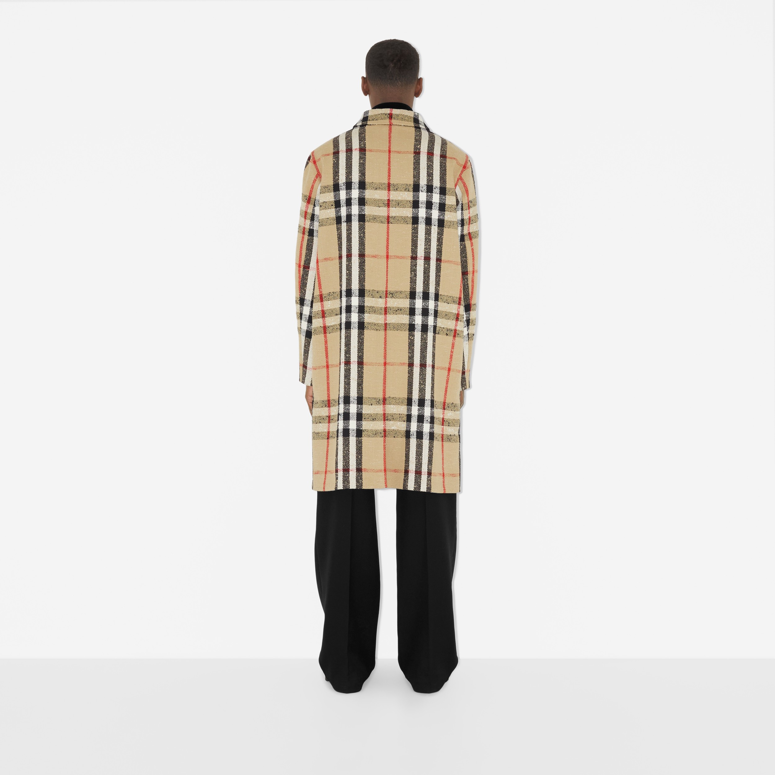 Check Bouclé Car Coat in Archive Beige - Men | Burberry® Official