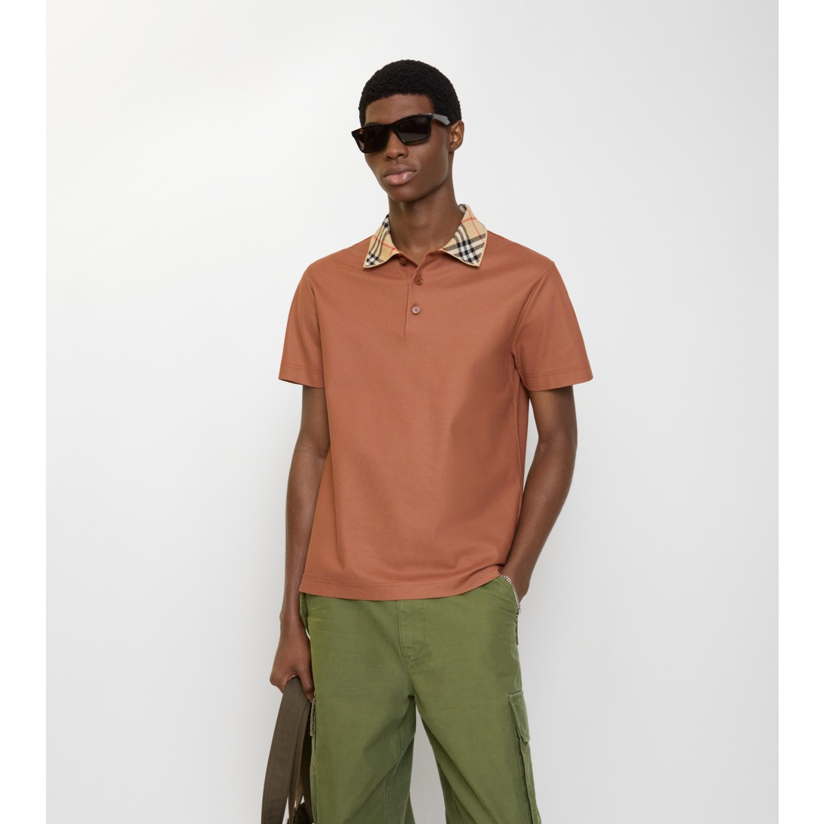  Check Collar Cotton Polo Shirt