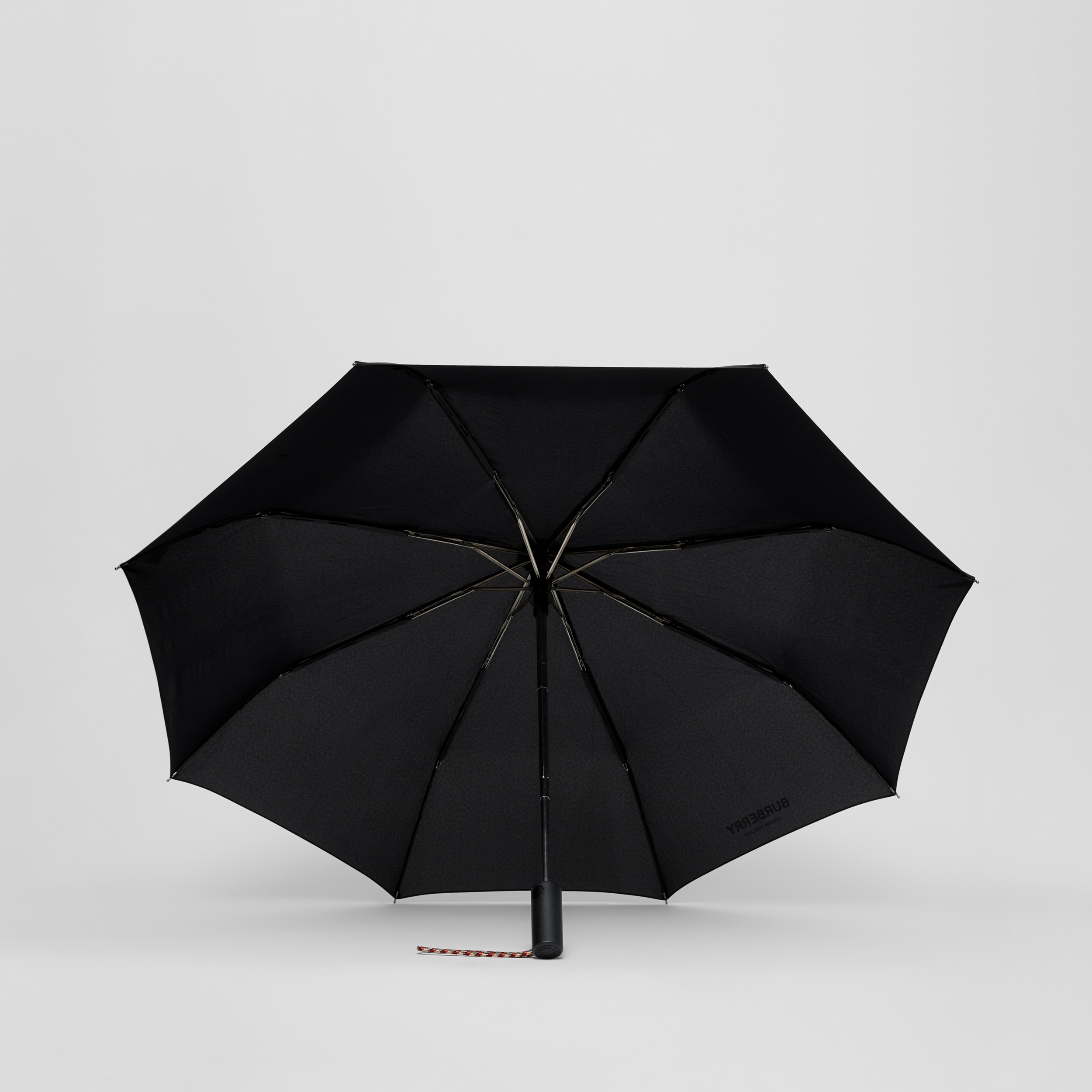 Logo Print Folding Umbrella in Black | Burberry® Official - 3