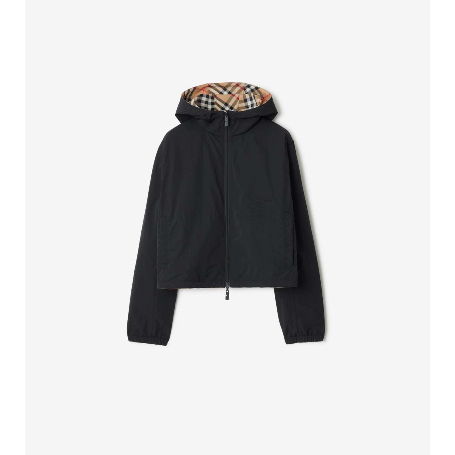 Cropped Reversible Check Hooded Jacket - thumbnail 7