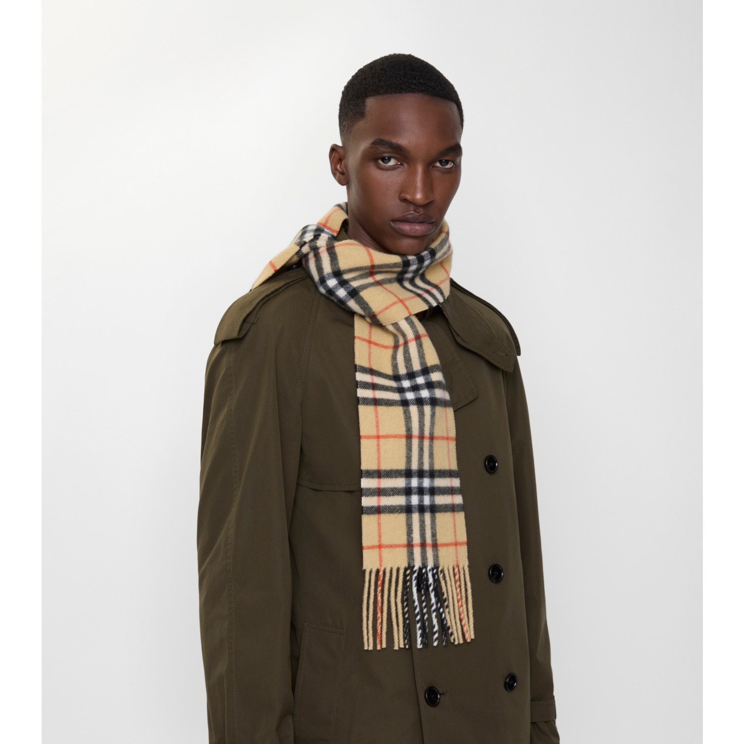 Narrow Check Cashmere Scarf