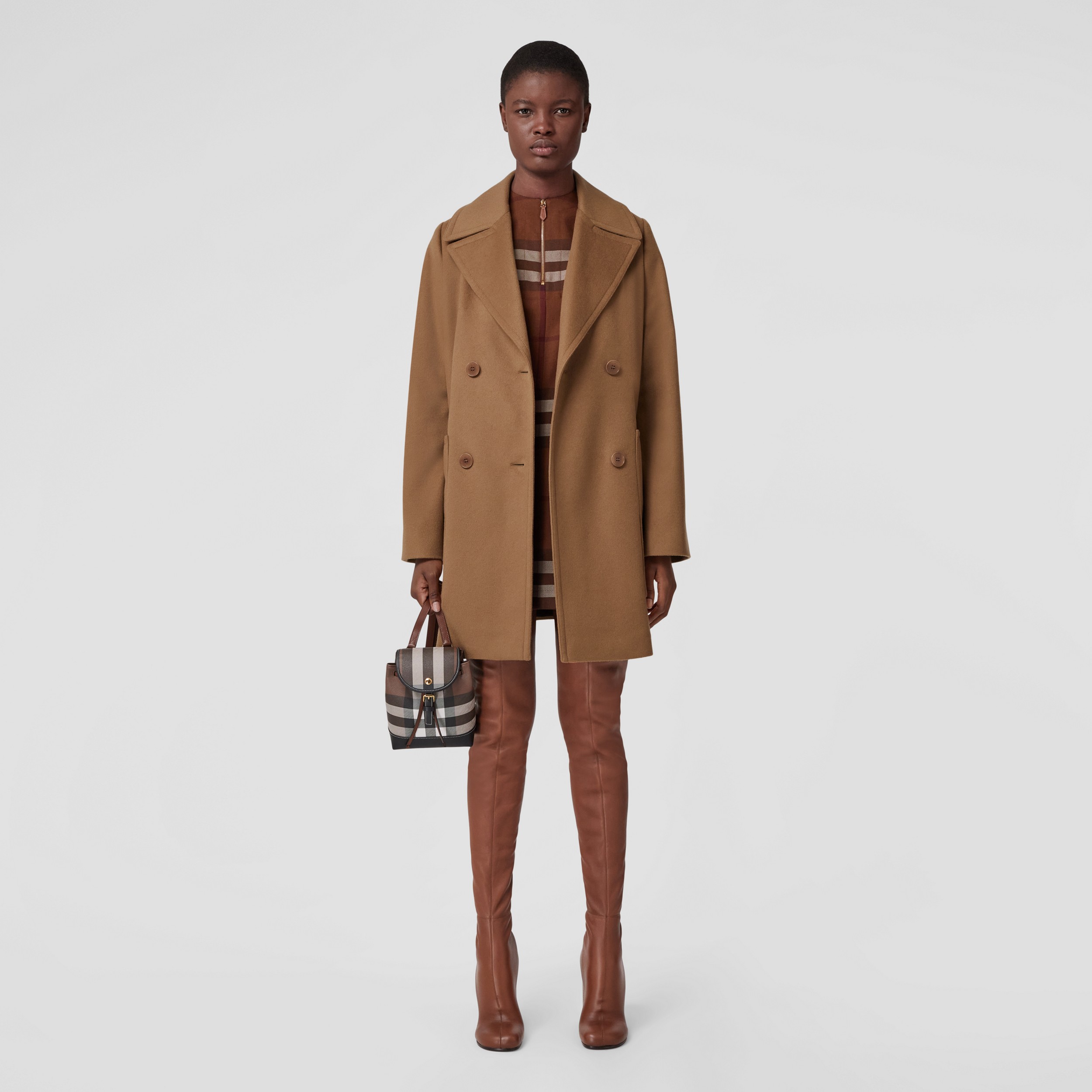 Pocket Detail Cashmere Double-breasted Coat in Dusty Camel - Women | Burberry® Official - 4