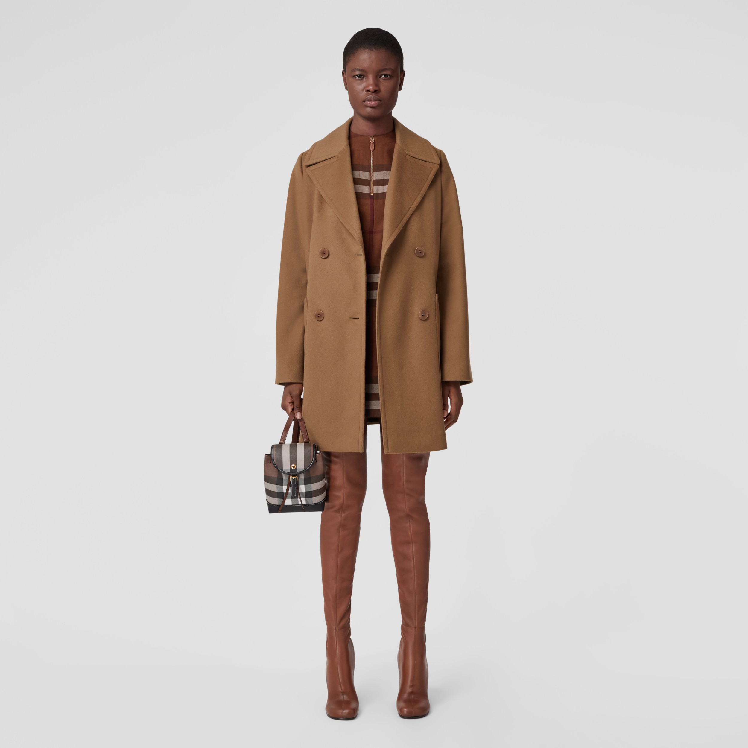 Pocket Detail Cashmere Double-breasted Coat in Dusty Camel - Women |  Burberry® Official