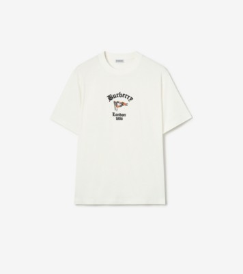 Check Flag Cotton T-shirt in Chalk white - Men | Burberry® Official