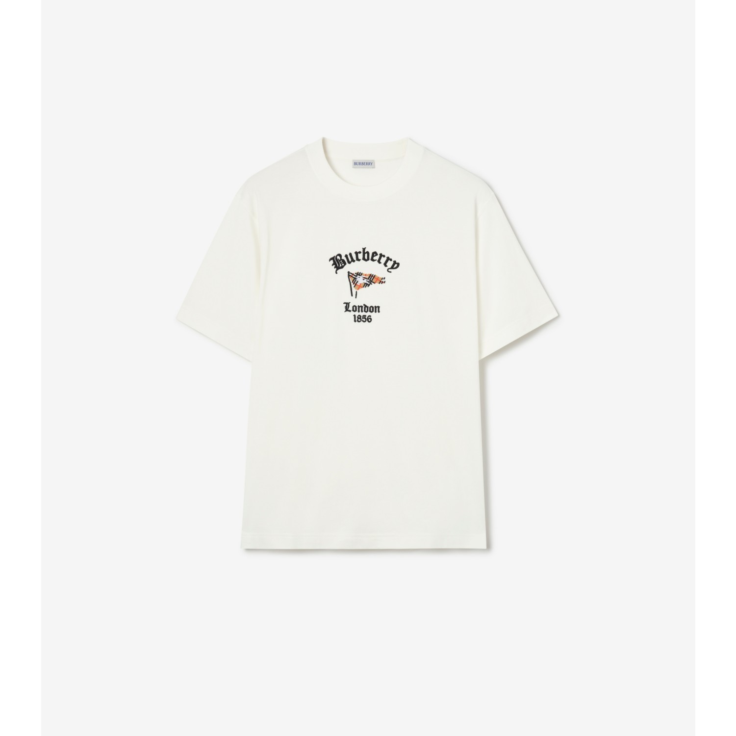 Check Flag Cotton T-shirt in Chalk white - Men | Burberry® Official