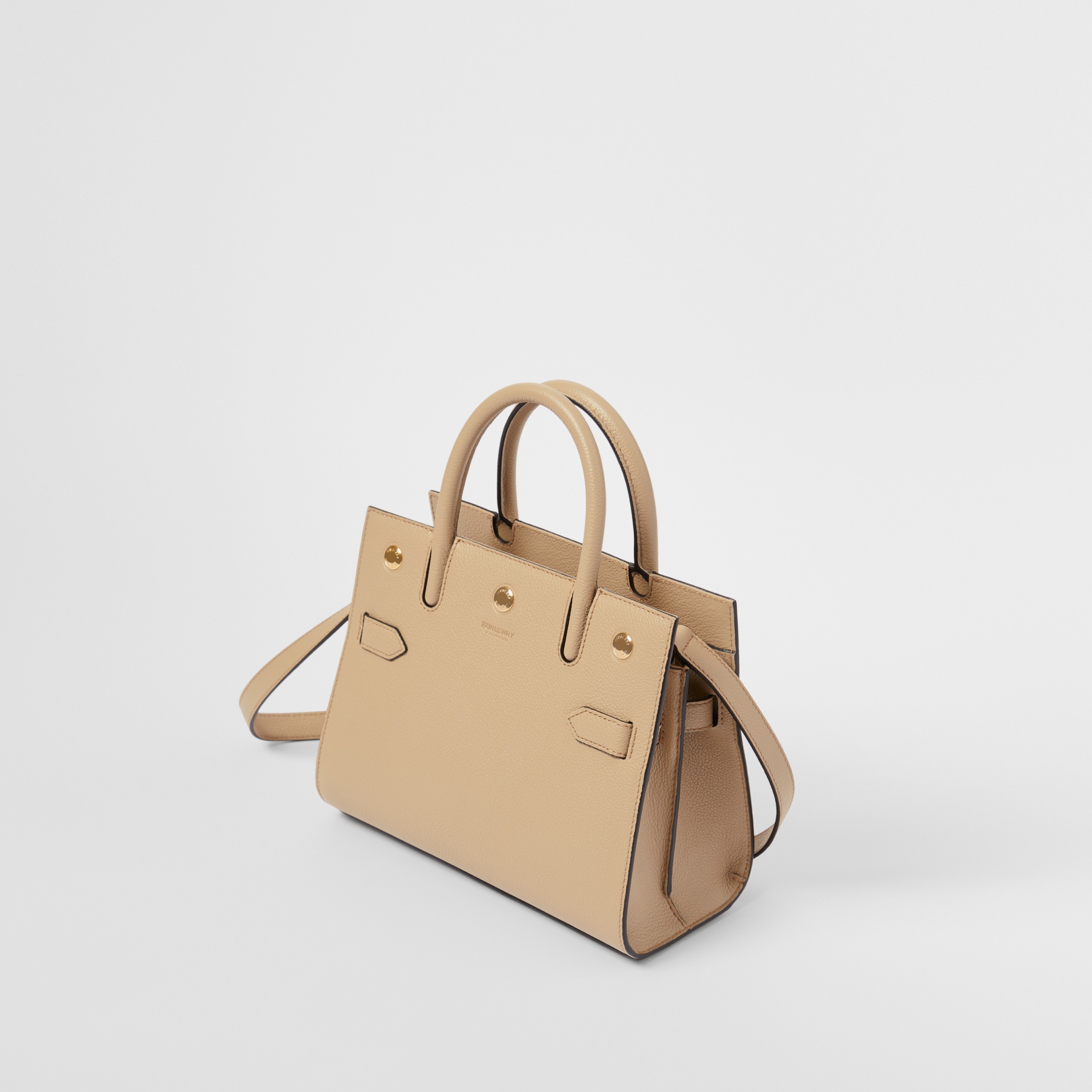 Mini Leather Two-handle Title Bag in Light Beige - Women | Burberry ...