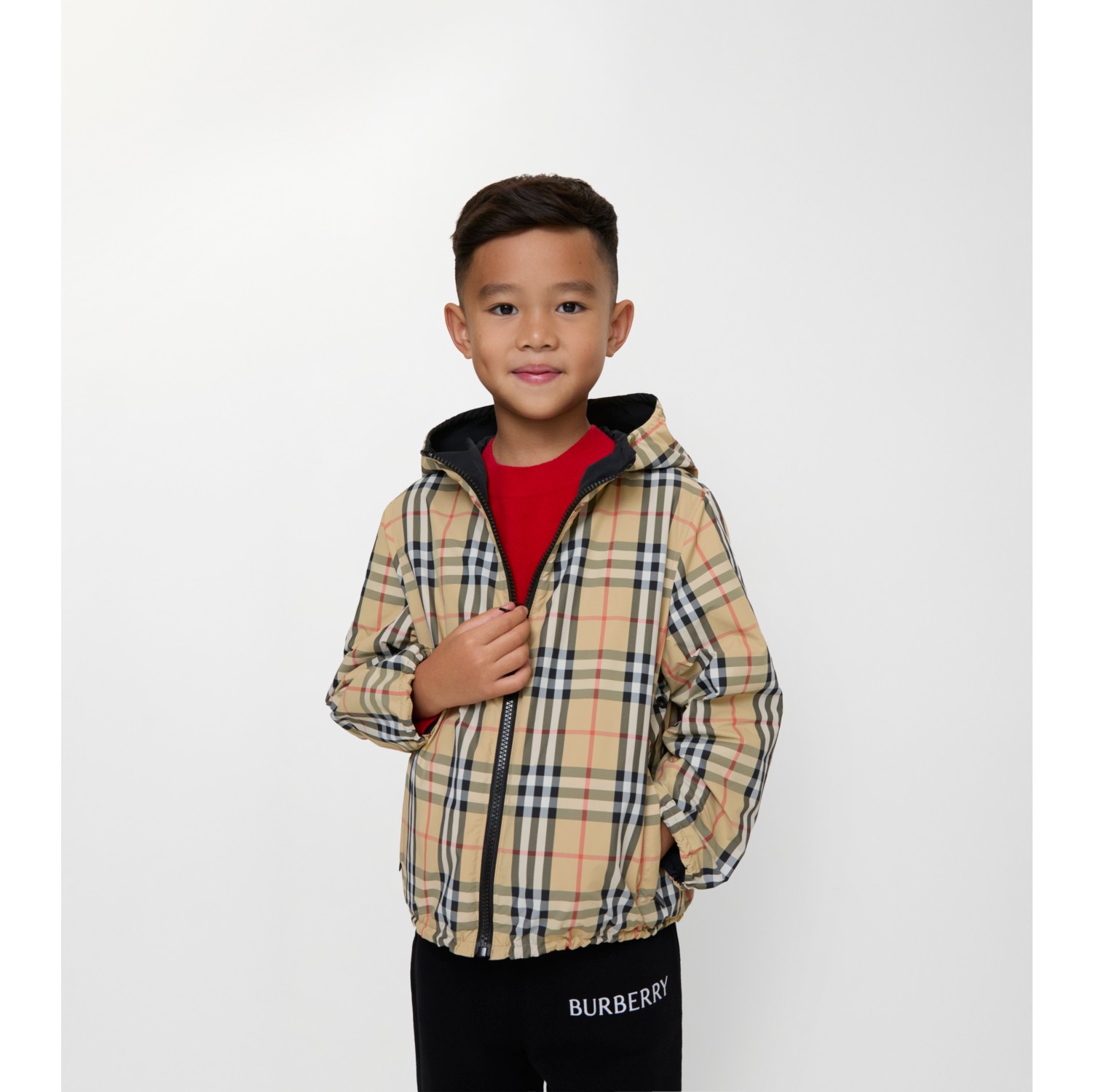 Reversible Check Hooded Jacket