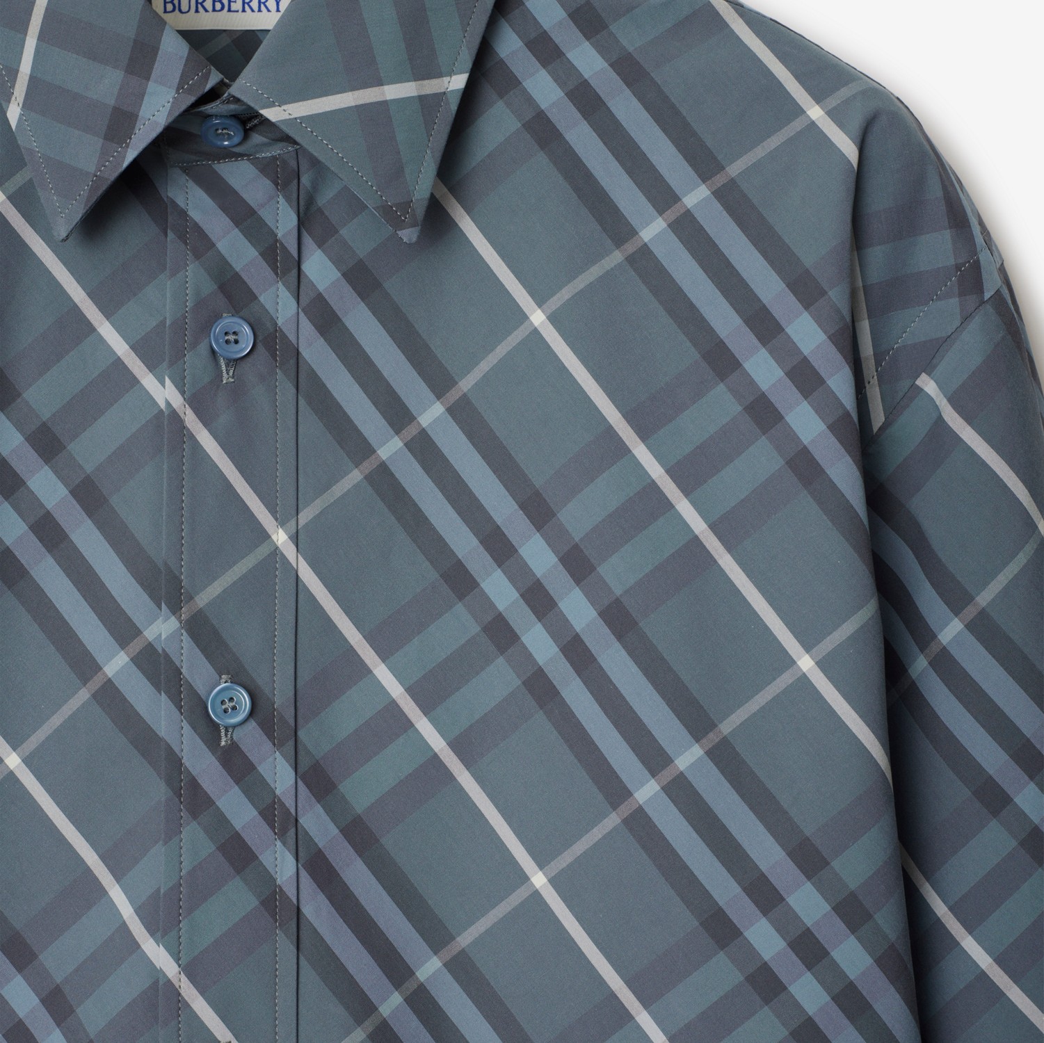Regular Fit Check Cotton Shirt in Pewter - Men | Burberry Regular Fit Check Cotton Shirt in Pewter - Men | Burberry