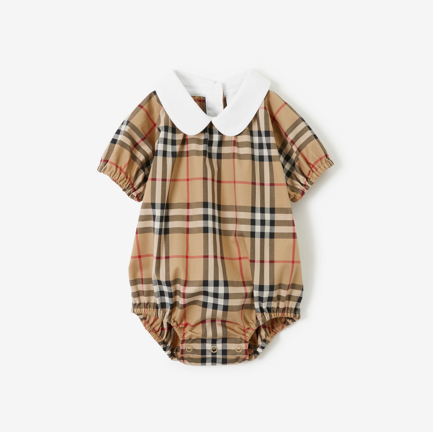 Check Stretch Cotton Bodysuit in Archive Beige - Children | Burberry® Official