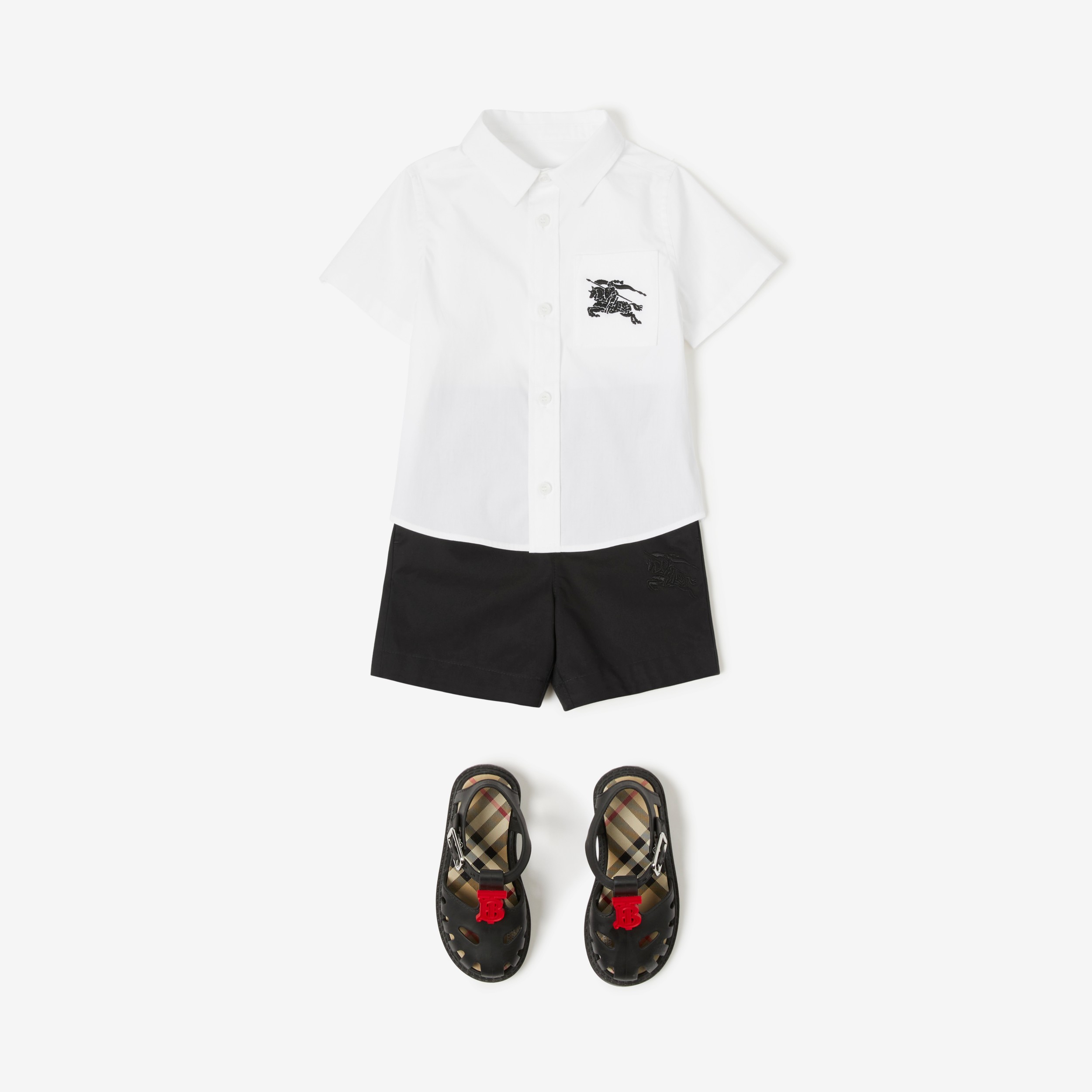 EKD Motif Cotton Twill Chino Shorts in Black - Children | Burberry® Official - 3