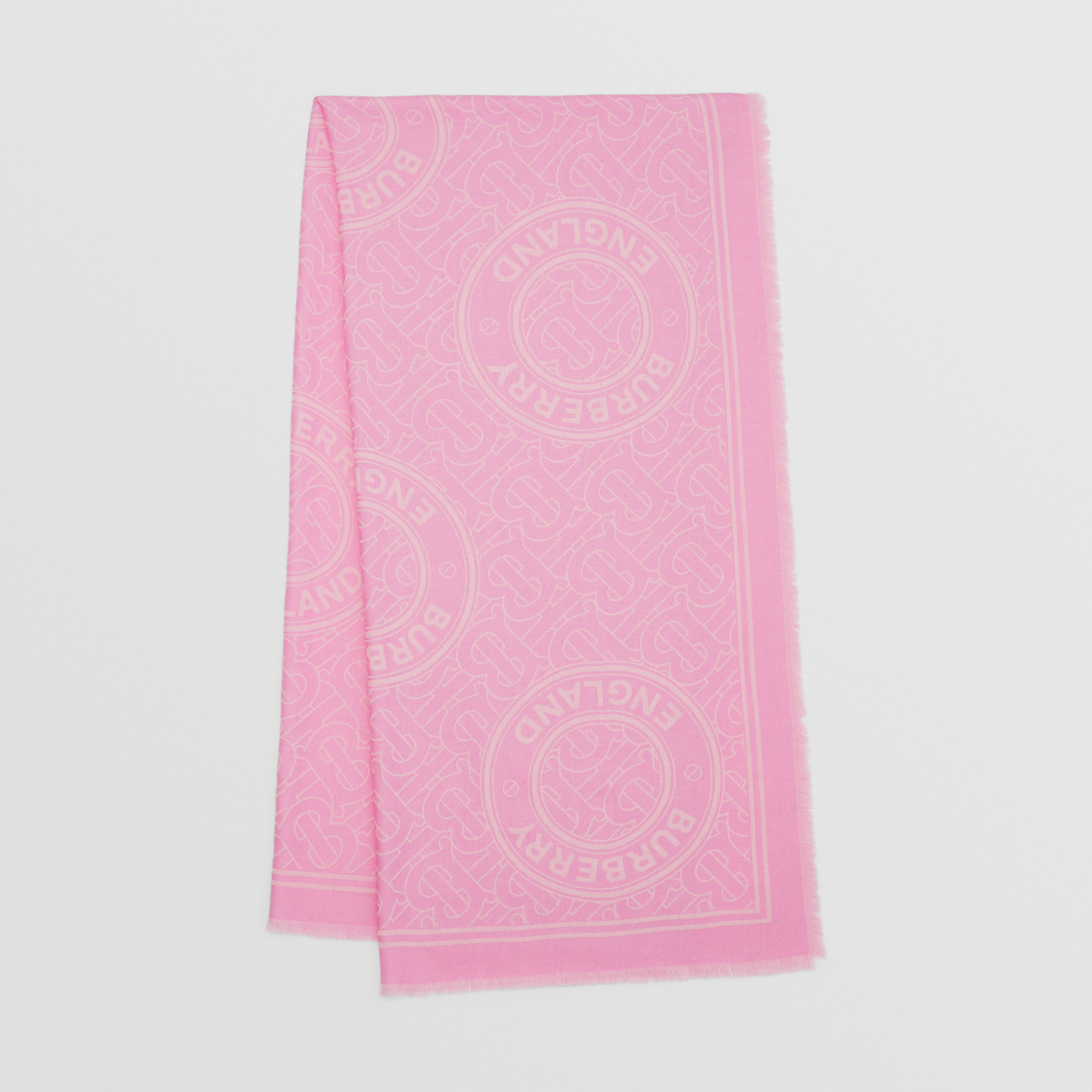 Lightweight Logo Graphic Cashmere Jacquard Scarf in Pale Candy Pink | Burberry® Official - 1