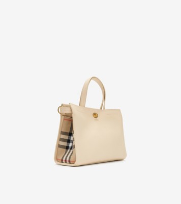 Small Cotswolds Check Tote in Soap beige - Women, Leather | Burberry® Official