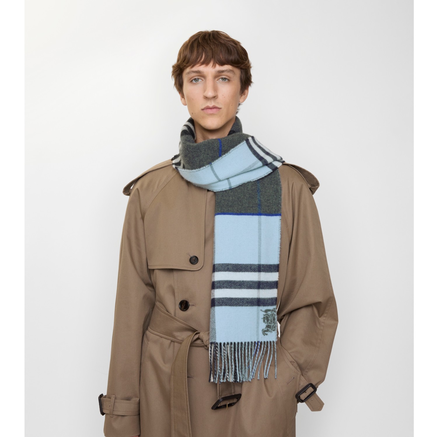 Contrast Check Cashmere Scarf