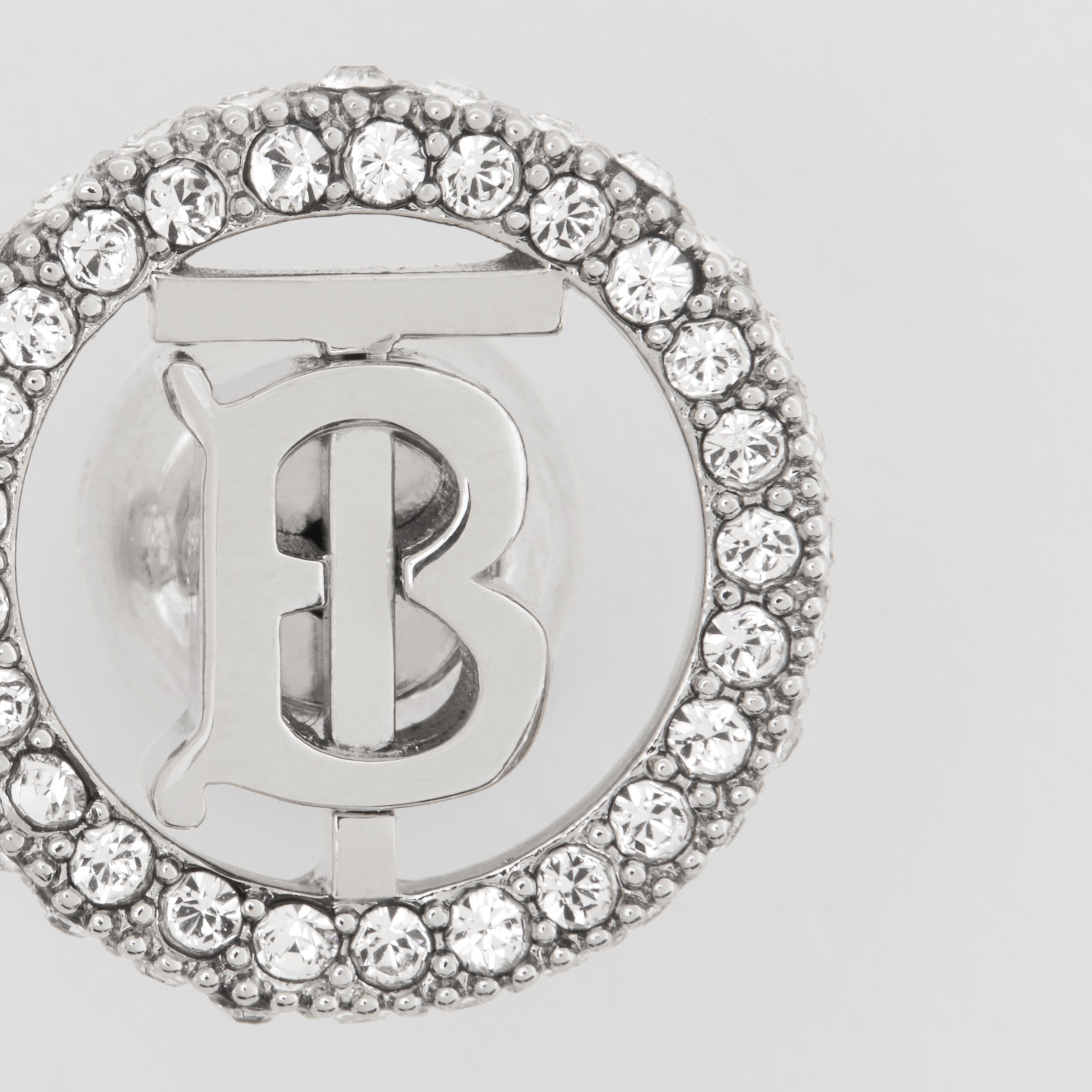 Crystal Detail Palladium-plated Monogram Motif Earrings in Palladio/crystal - Women | Burberry® Official - 2