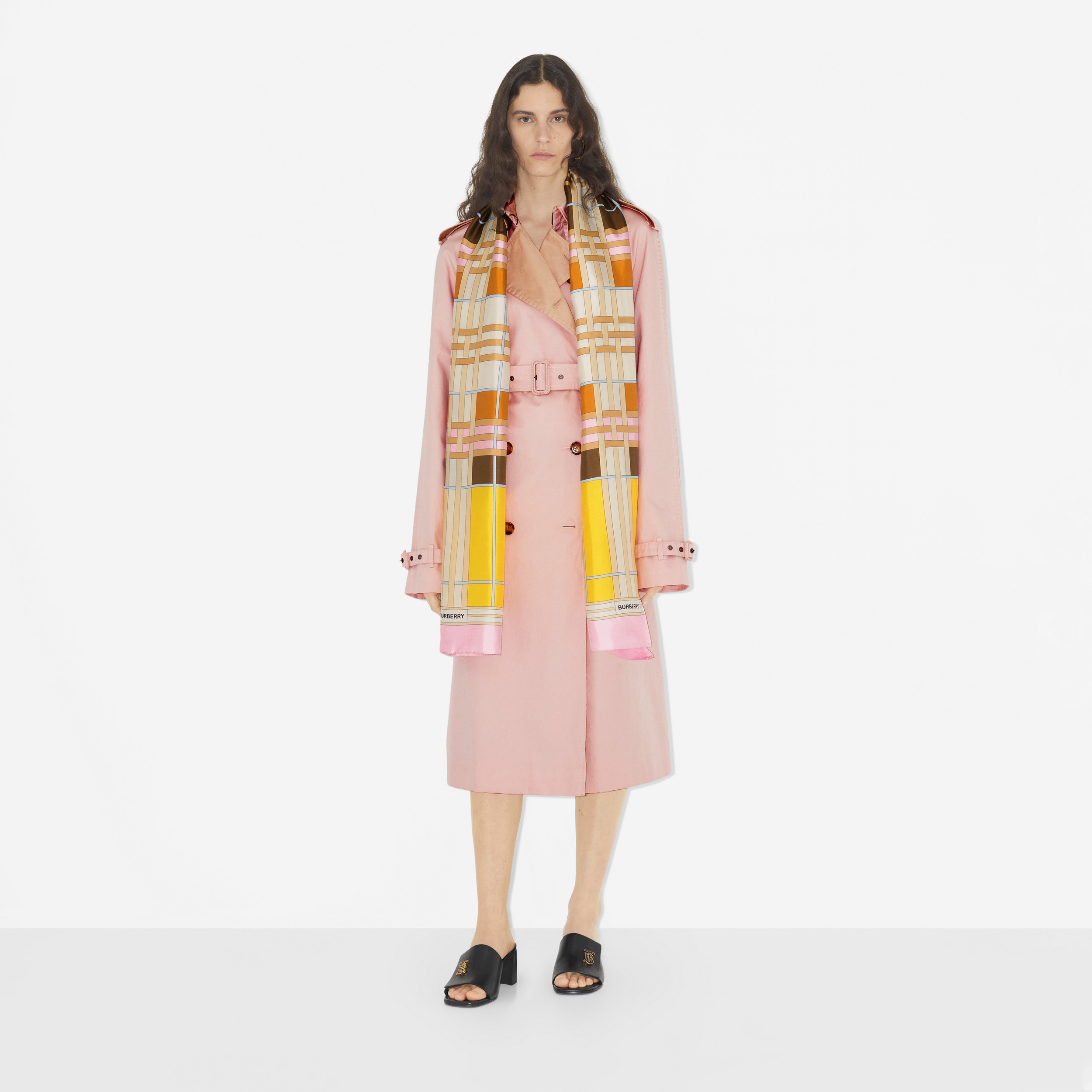 Abstract Check Print Silk Scarf in Candy Pink | Burberry® Official - 3