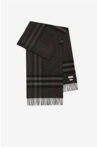 Check Cashmere Scarf in colour Charcoal